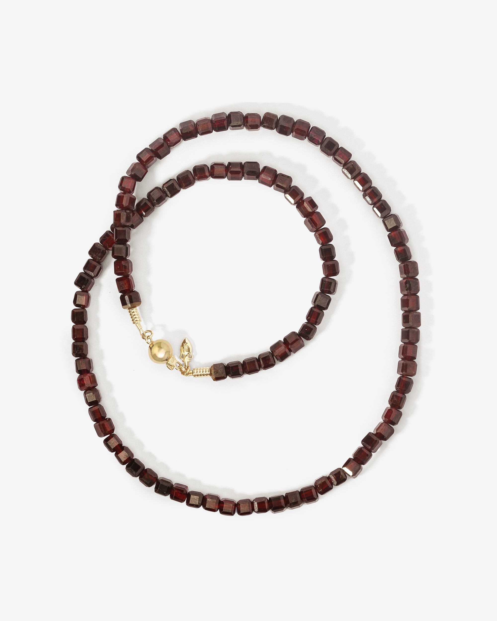 Lucien Garnet Bead Necklace Solid Gold
