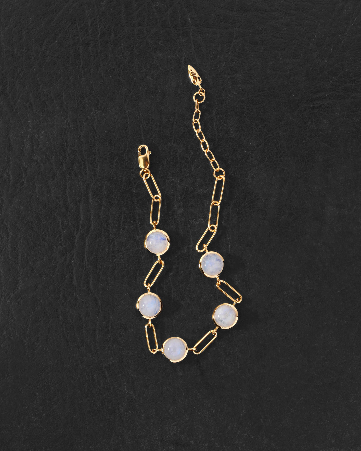 Lumi Bracelet Gold Vermeil on dark leather