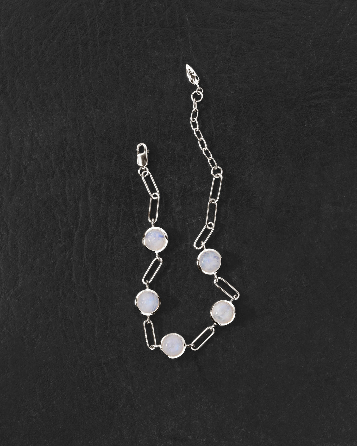 Lumi Bracelet Silver on dark leather
