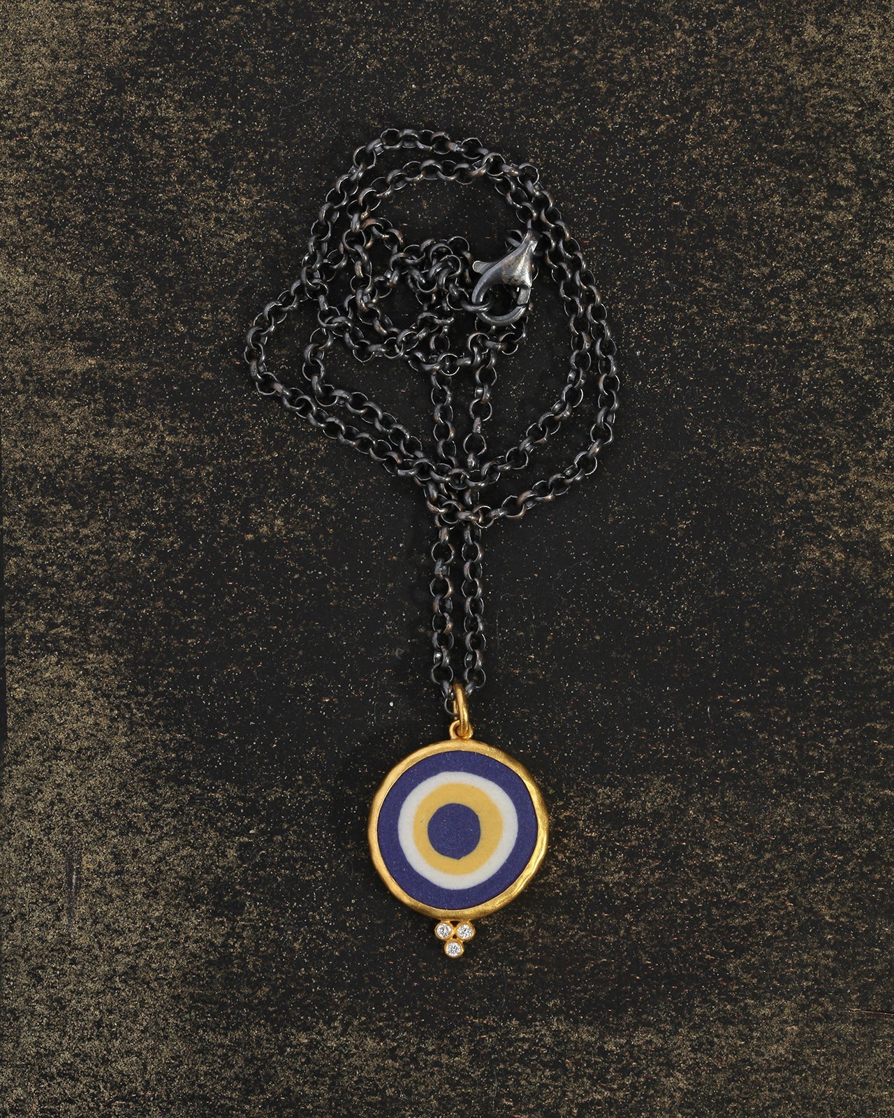 Mati Eye Necklace III Indigo Diamond Solid Gold