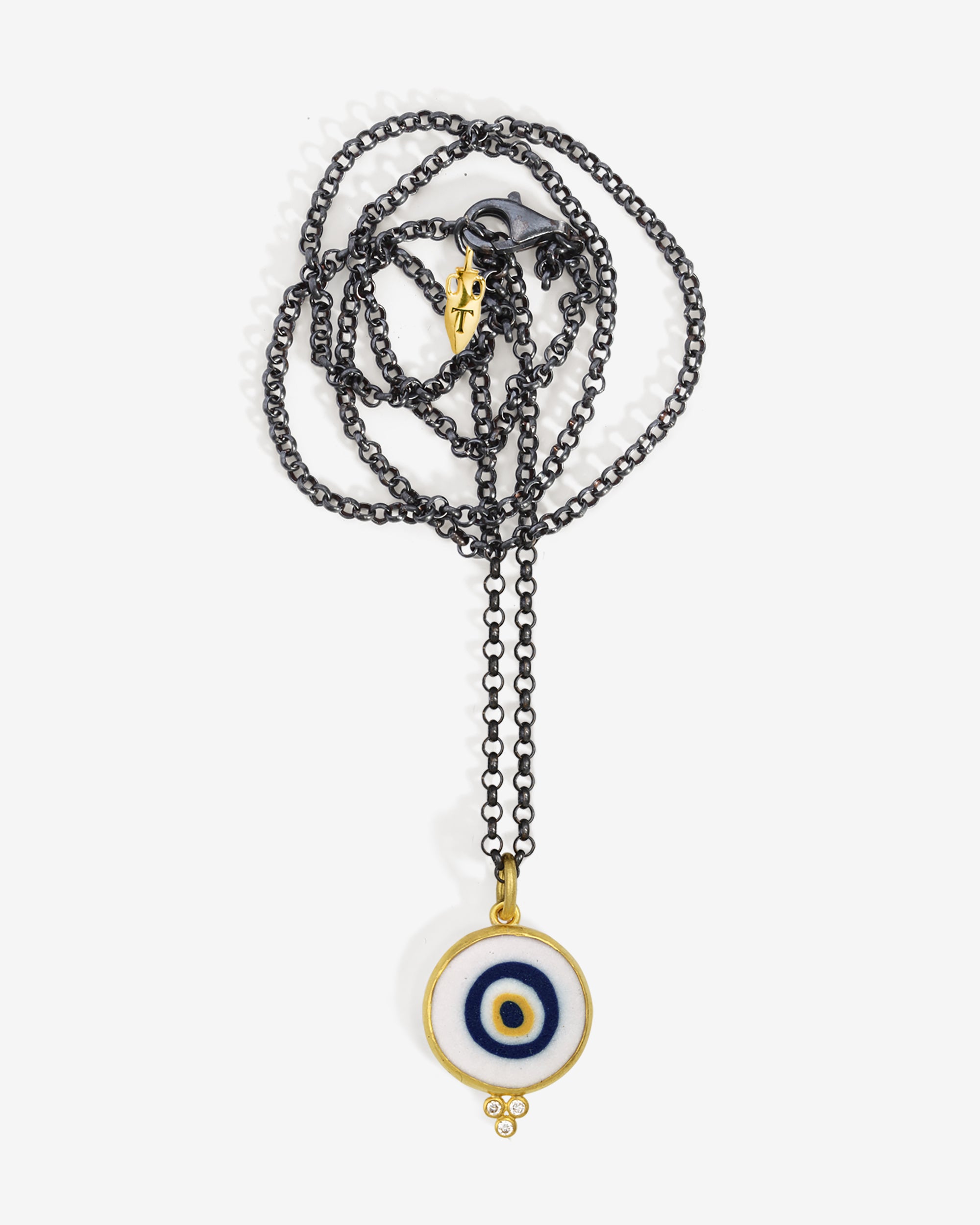 Mati Eye Necklace III White Diamond Solid Gold