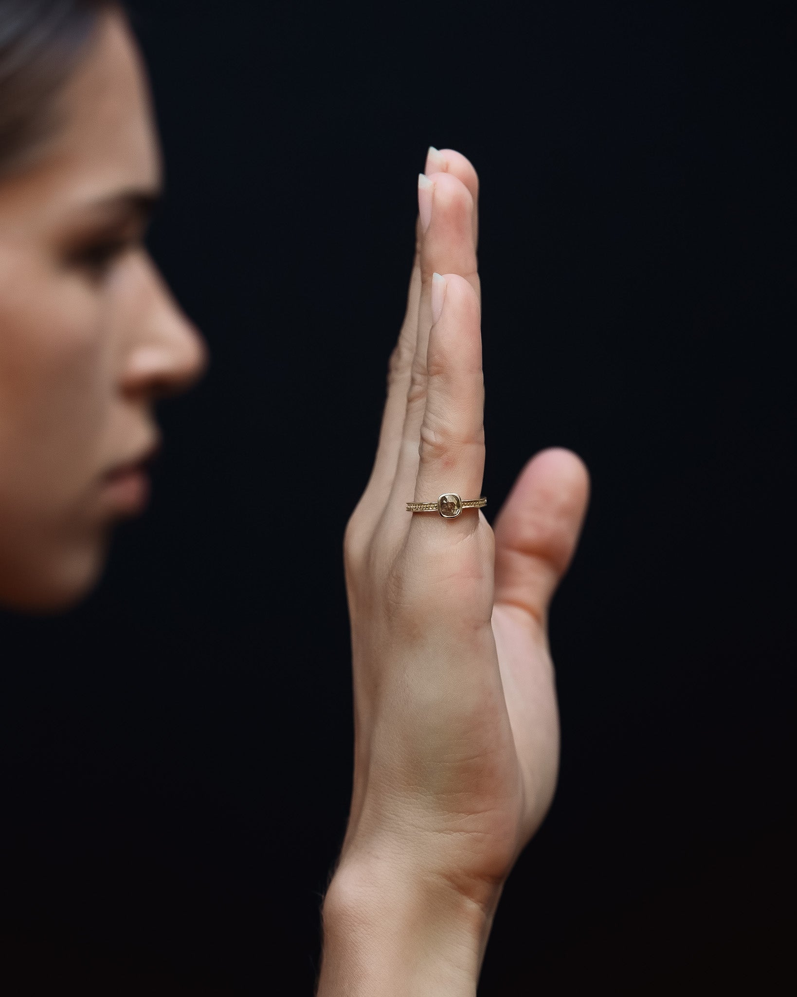 Mila Cushion Ring 0.25ct Red Vein Diamond Solid Gold