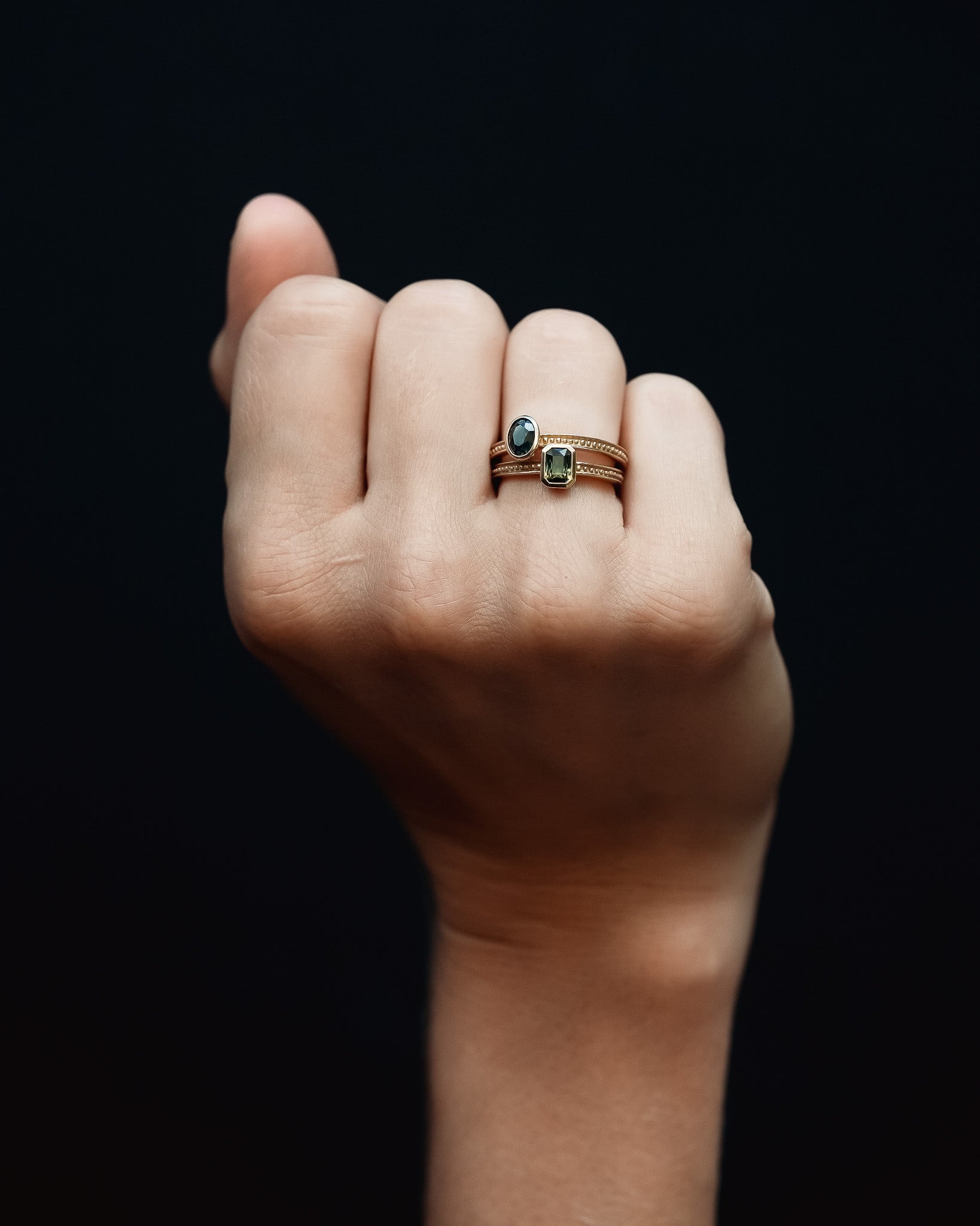 Mila Oval Ring 0.8ct Teal Sapphire Solid Gold