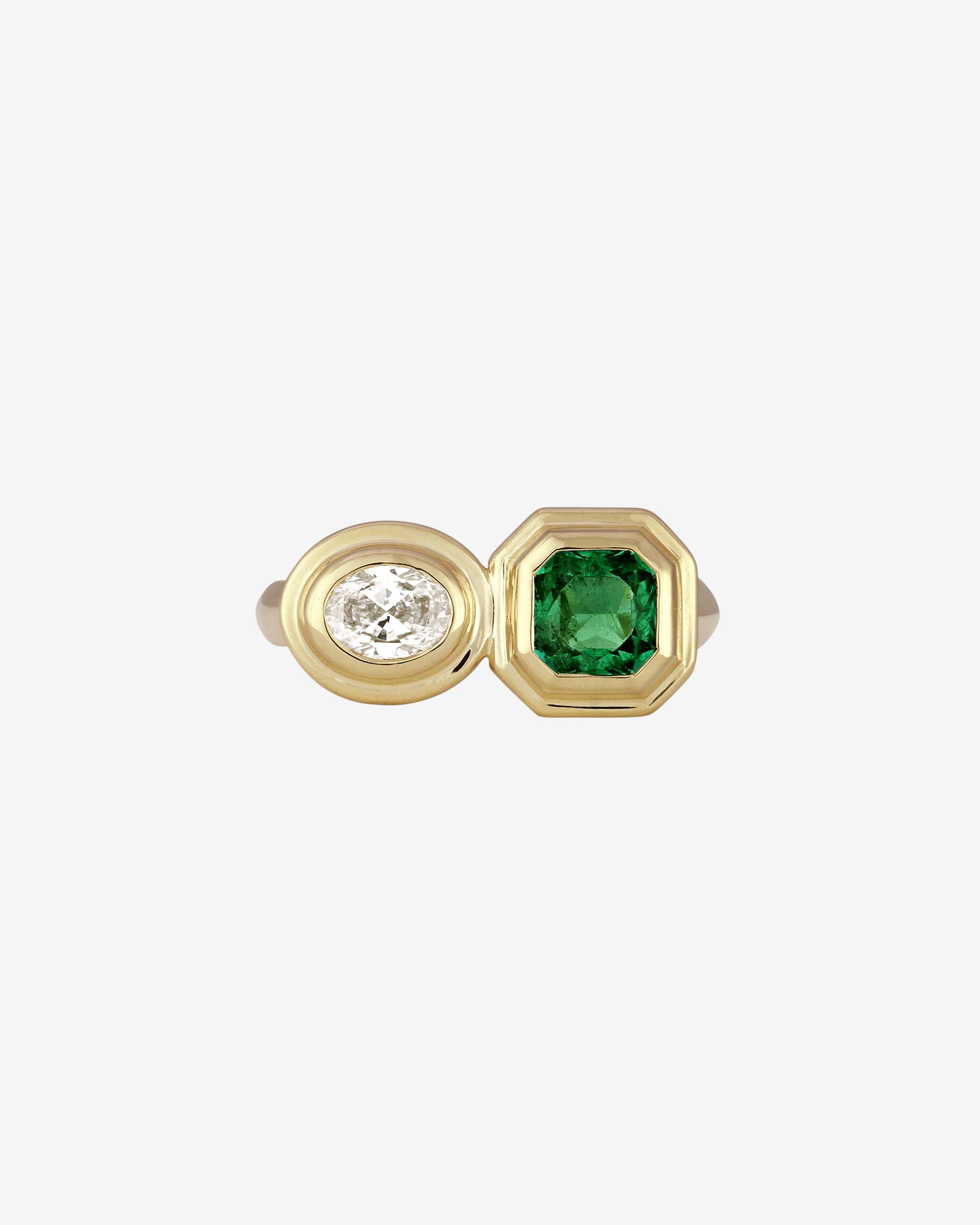 Mino Ring Emerald Diamond Solid Gold