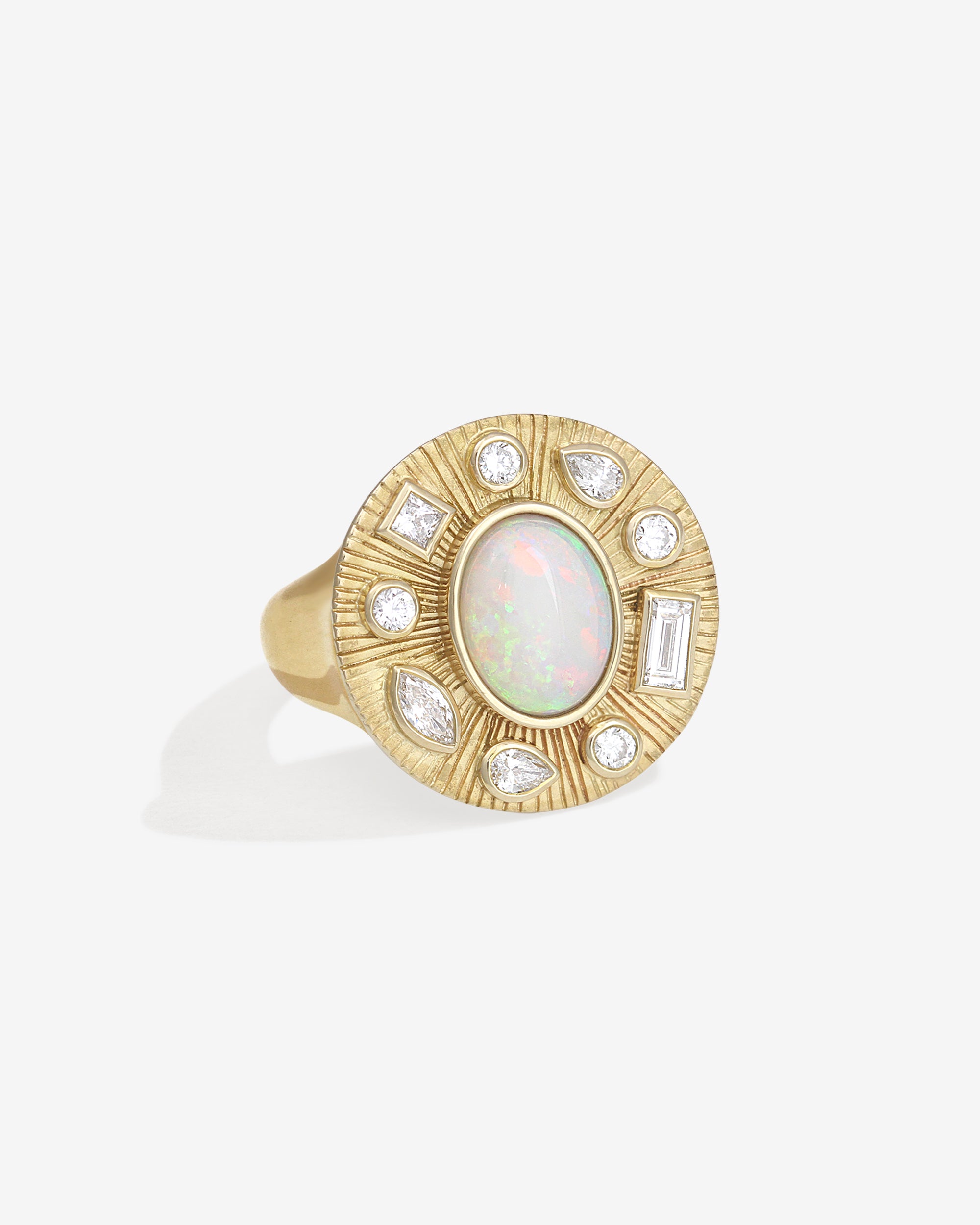 Radiance Ring Opal Diamond Solid Gold