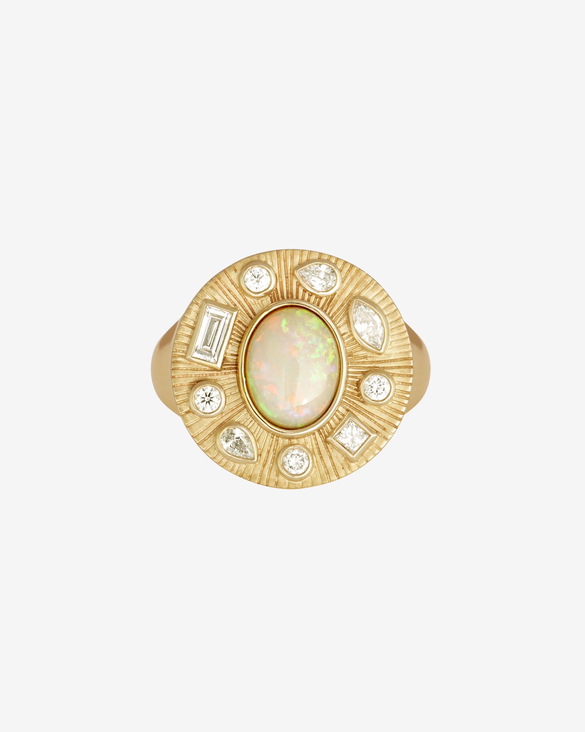 Radiance Ring Opal Diamond Solid Gold