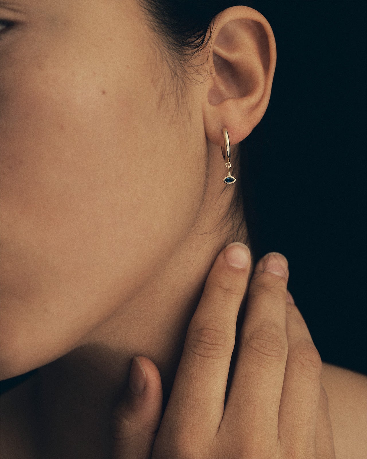 Relic Marquise Drop Earrings Sapphire Solid Gold