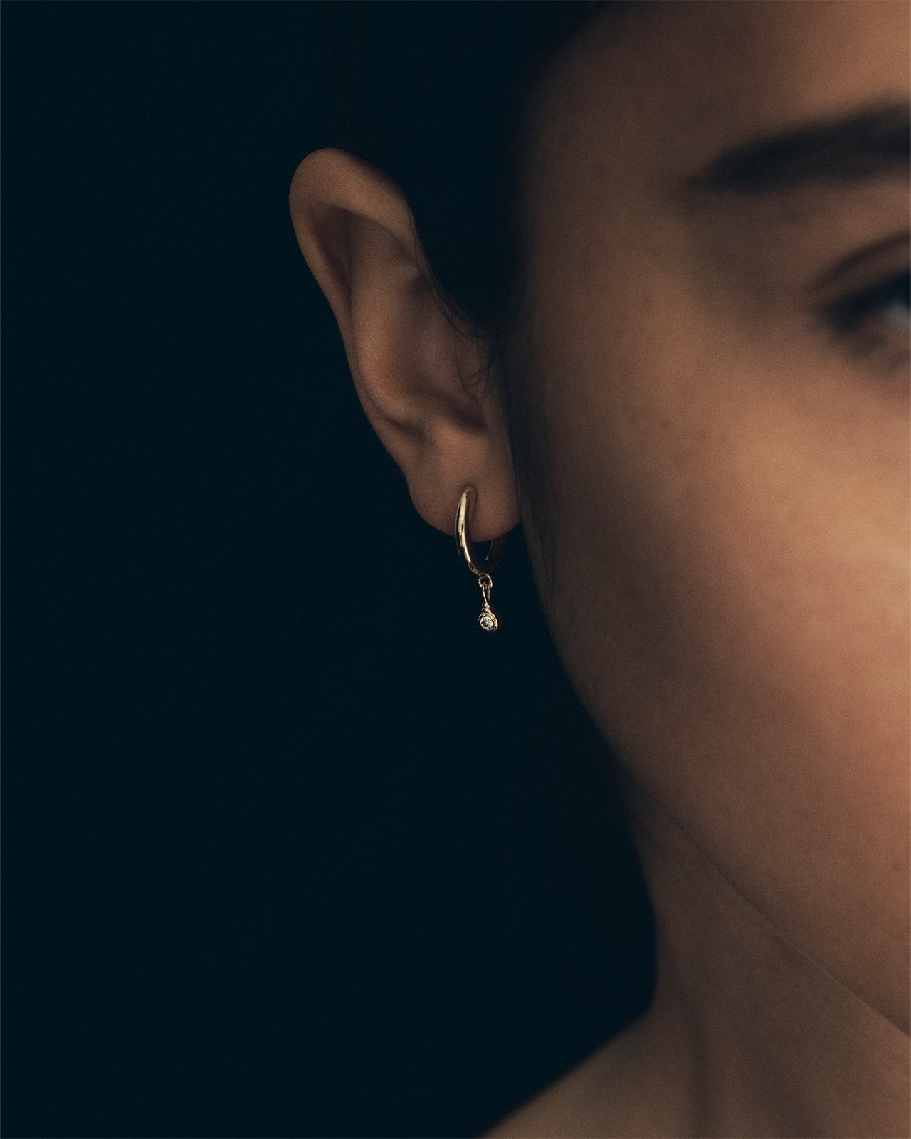 Relic Round Drop Earrings Diamond Solid Gold