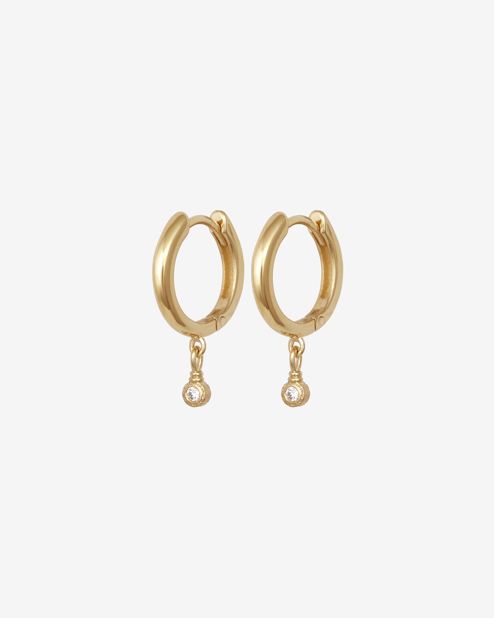 Relic Round Drop Earrings Diamond Solid Gold