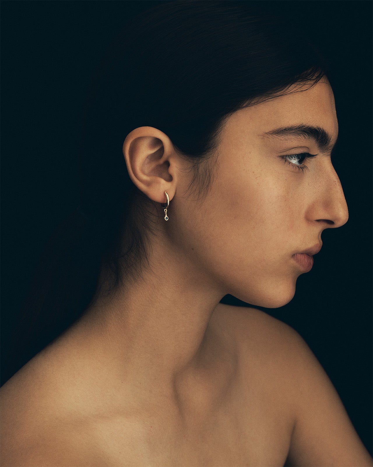 Relic Round Drop Earrings Sapphire Solid Gold