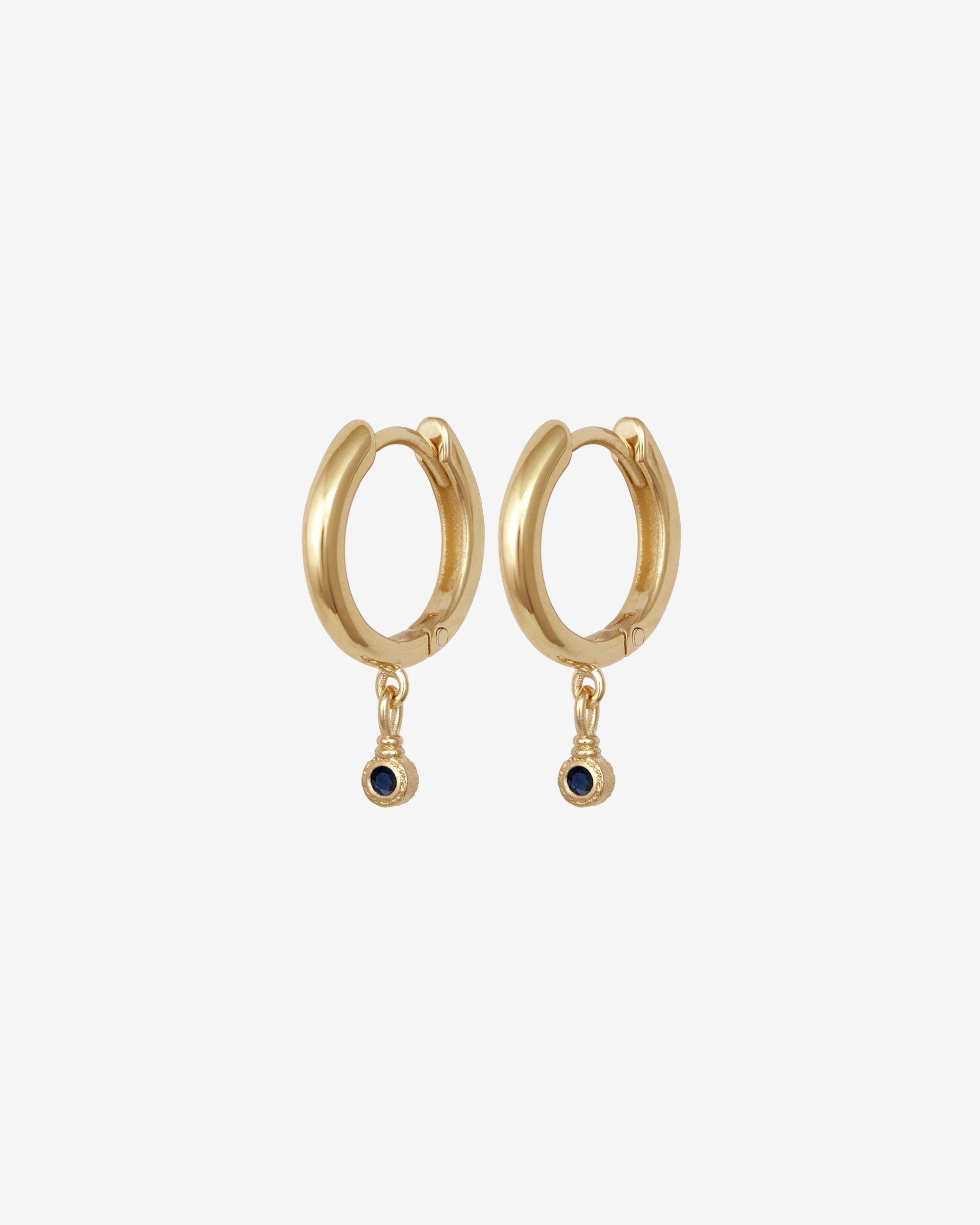 Relic Round Drop Earrings Sapphire Solid Gold