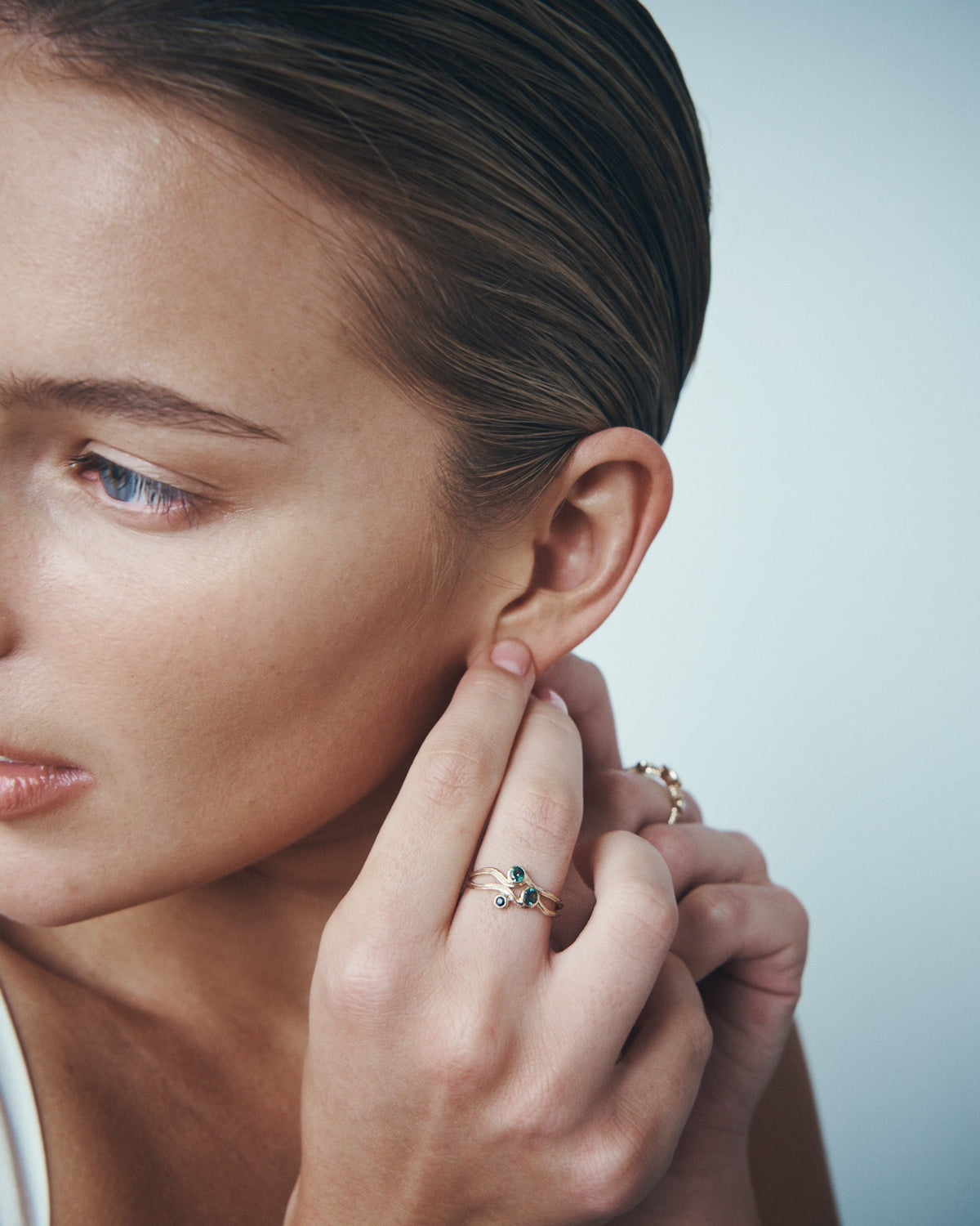 Reva I and Reva II Australian Sapphire Rings Solid Gold, worn