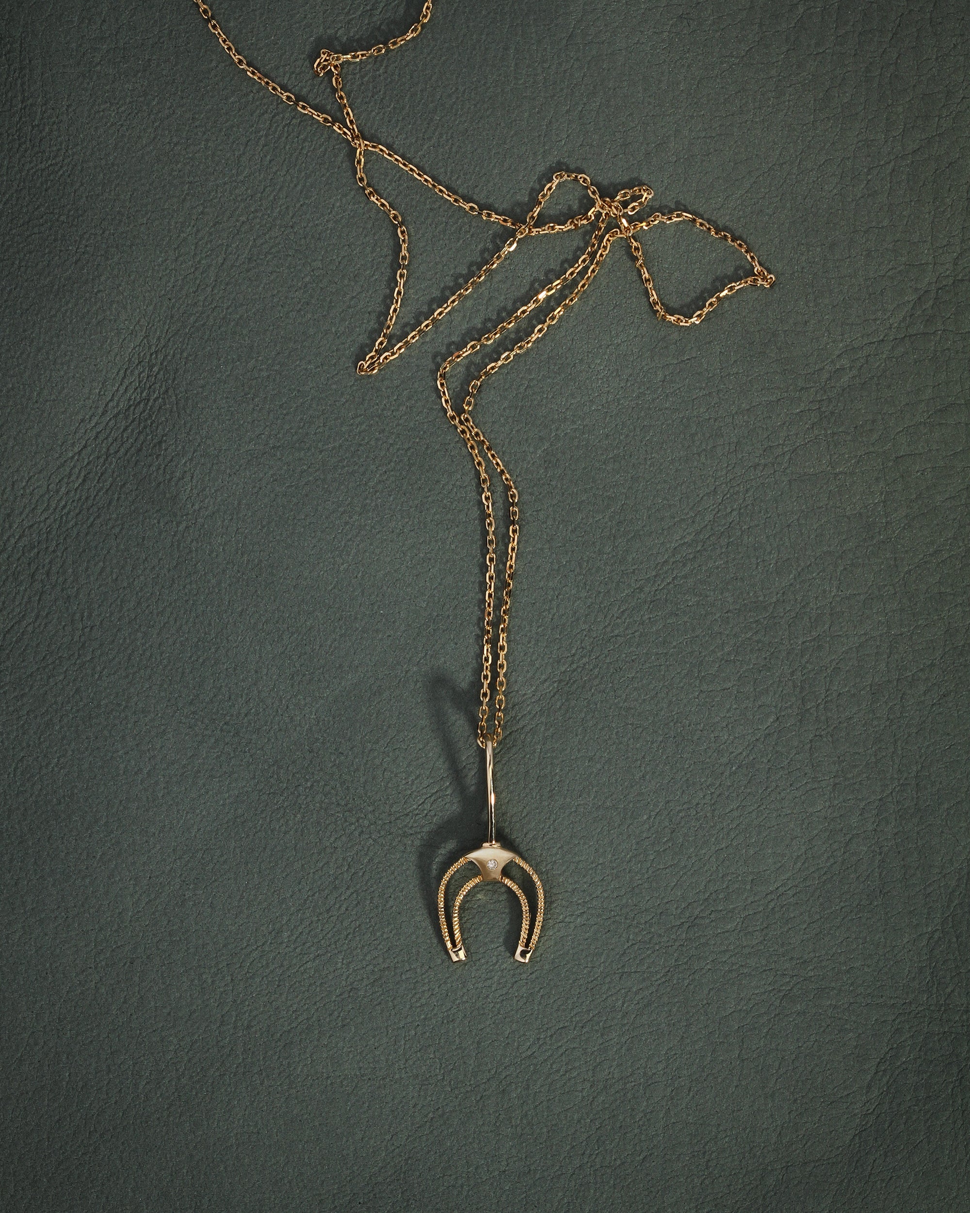 Horseshoe Charm Diamond Solid Gold