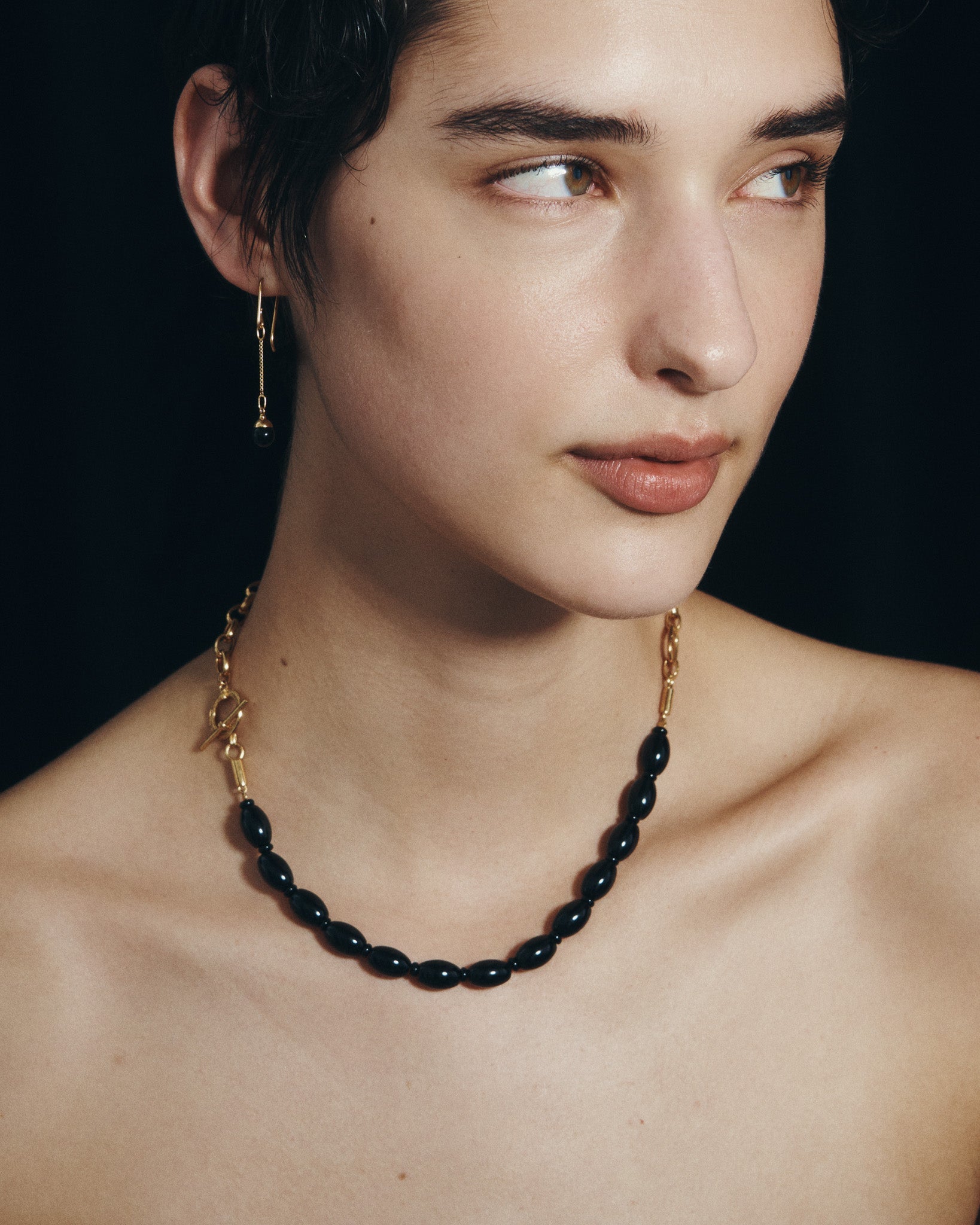 Sita Beaded Necklace Gold Vermeil, worn