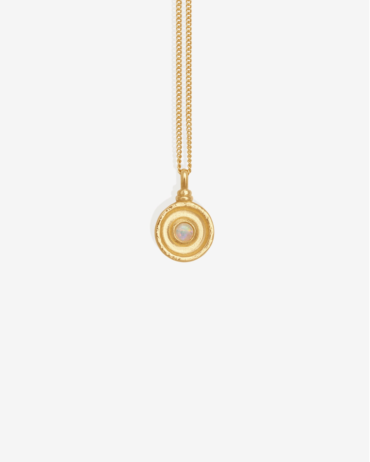 Soma Coin Necklace Gold Vermeil set with opal