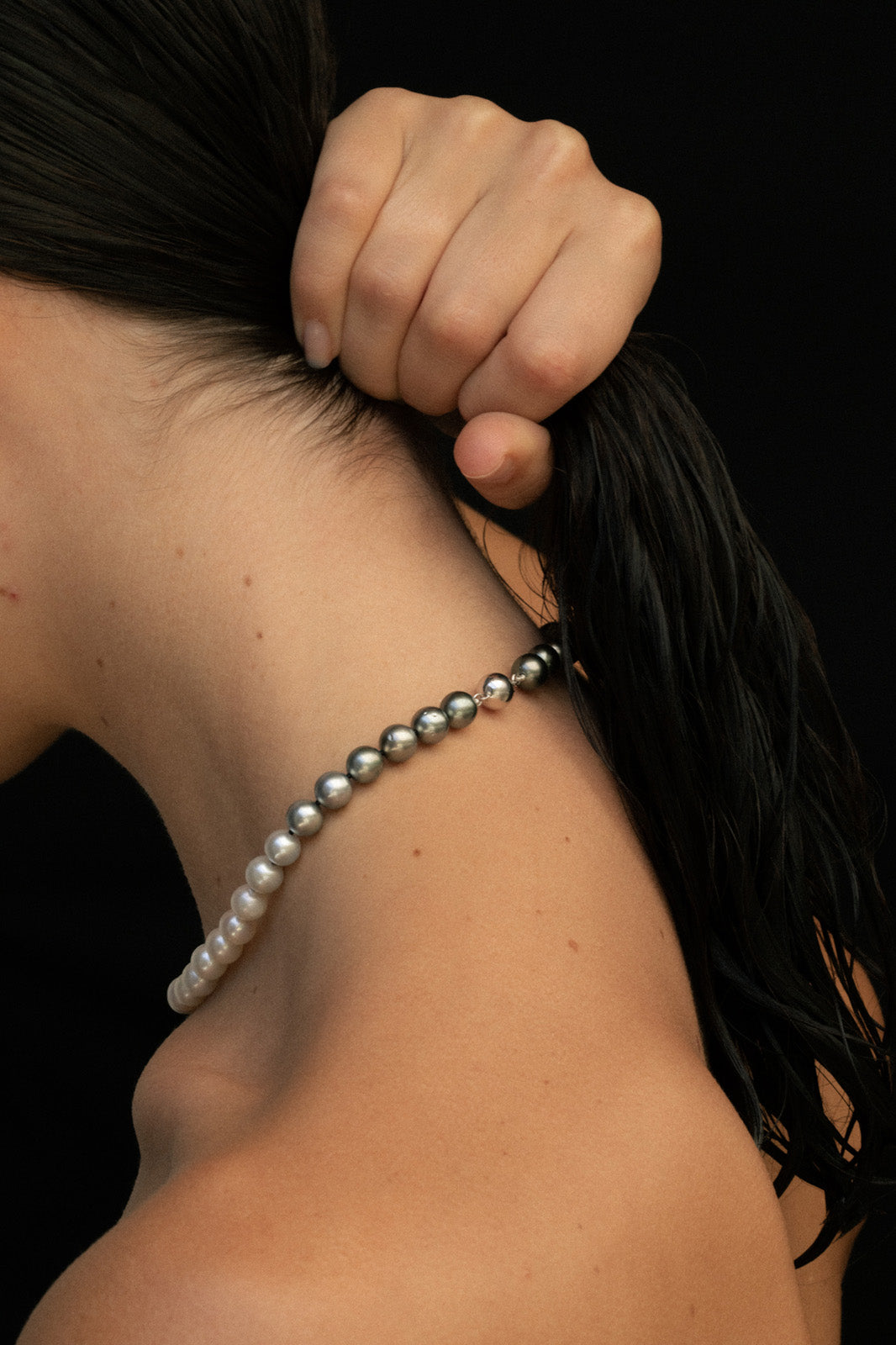 Eclipse Akoya and Tahitian Pearl Necklace White Gold