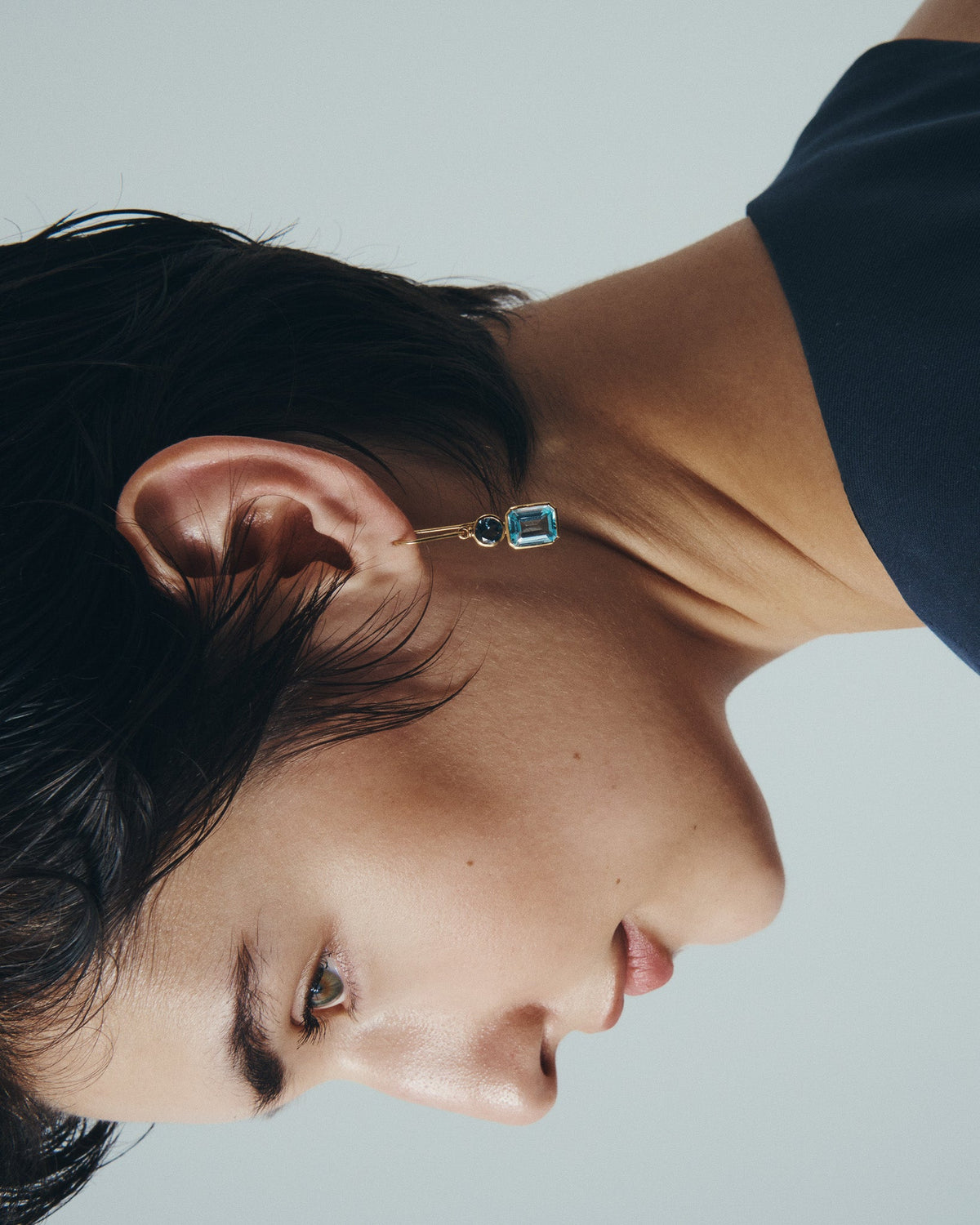 Aqua Earrings Gold Vermeil, worn