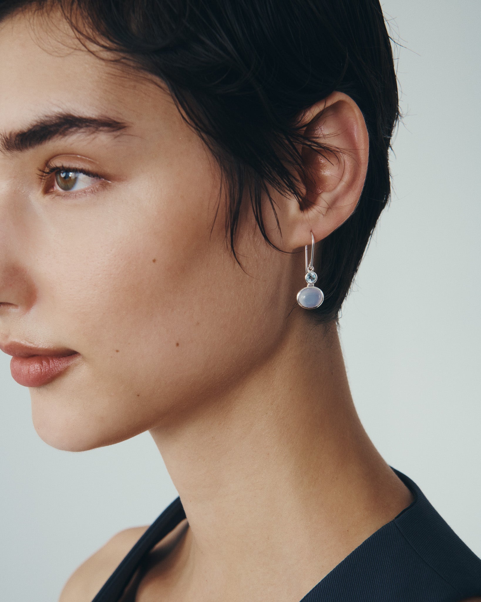 Ether Earrings Silver, worn