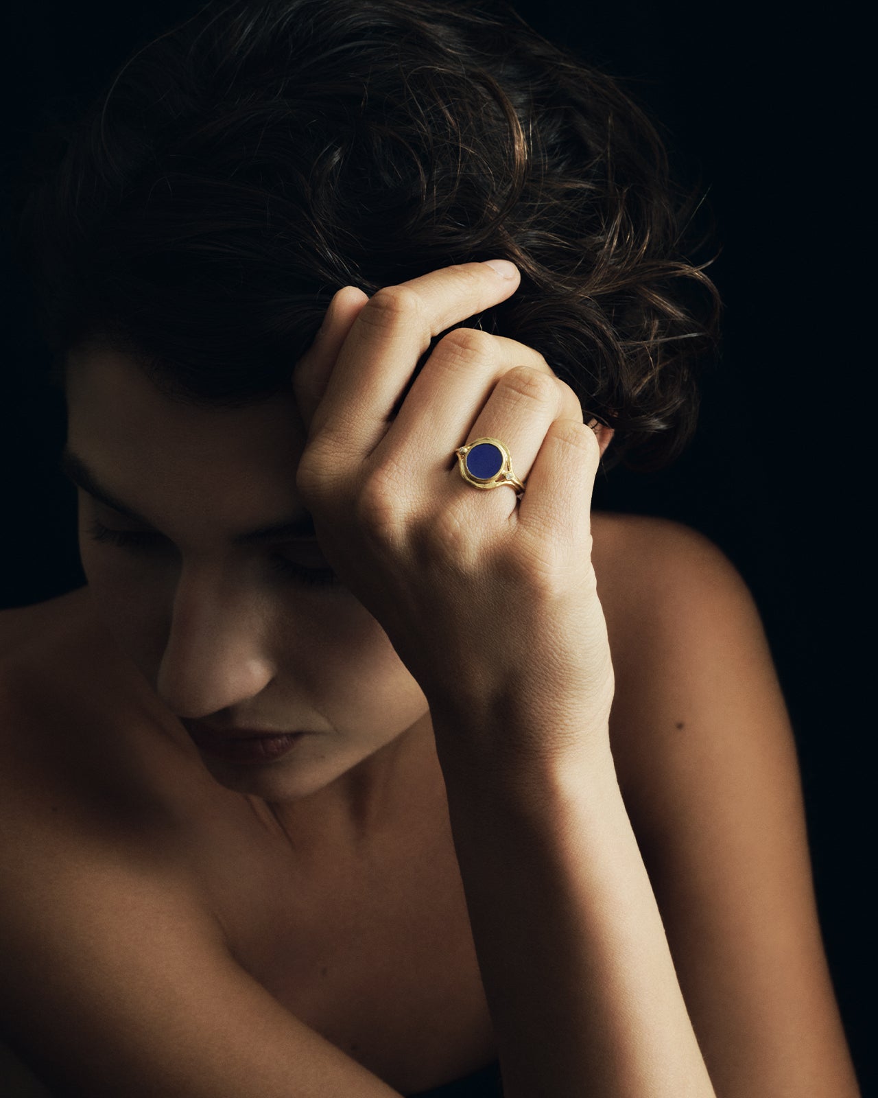 Tyana Ring Lapis Diamond Solid Gold