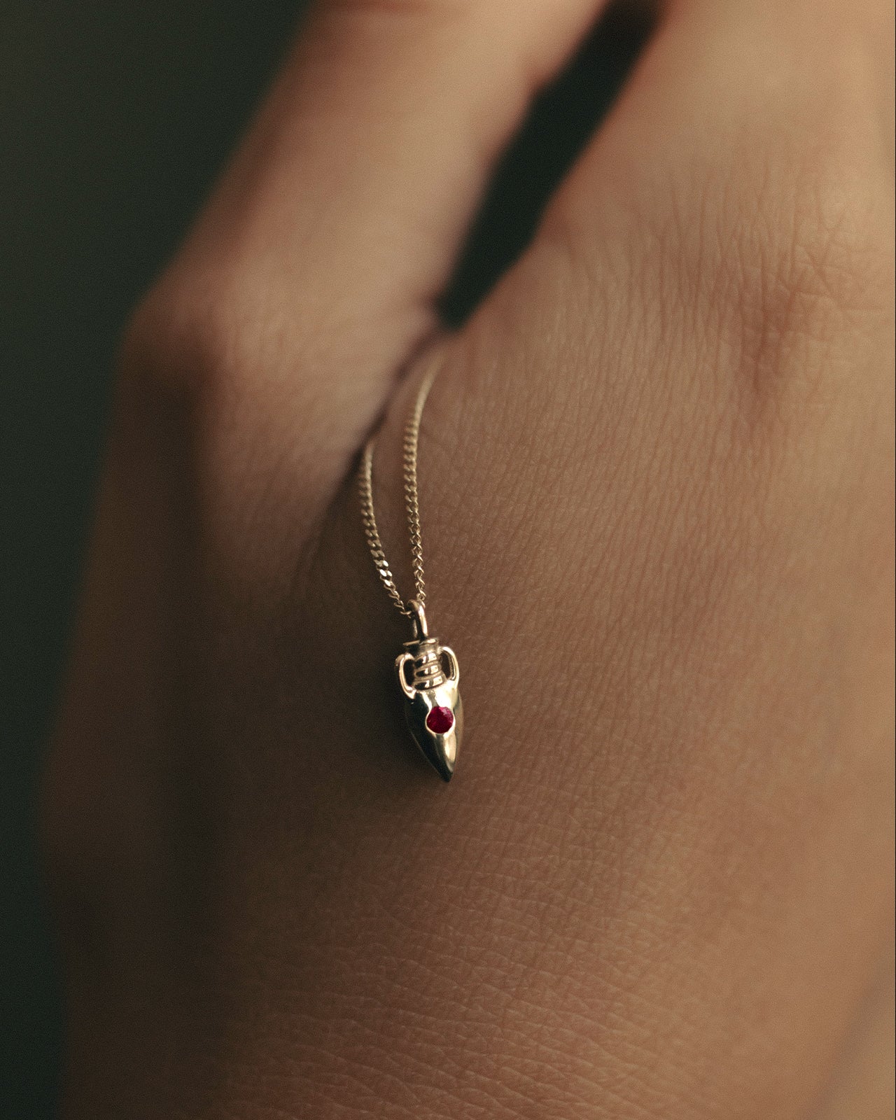 Urn Necklace Ruby Solid Gold