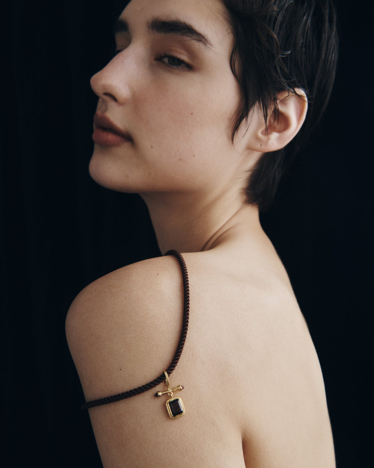 Umber Necklace Gold Vermeil, worn