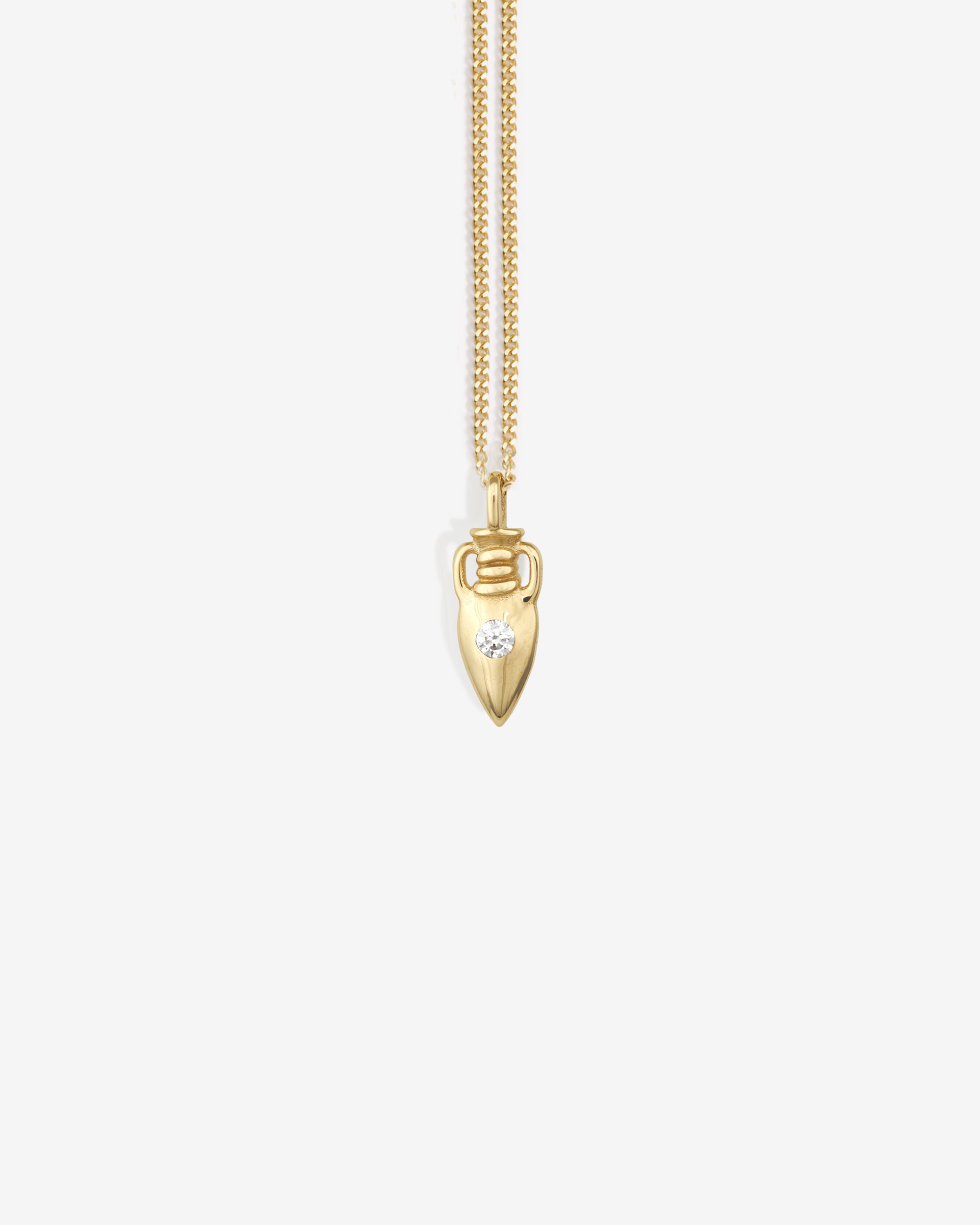 Urn Necklace White Diamond Solid Gold