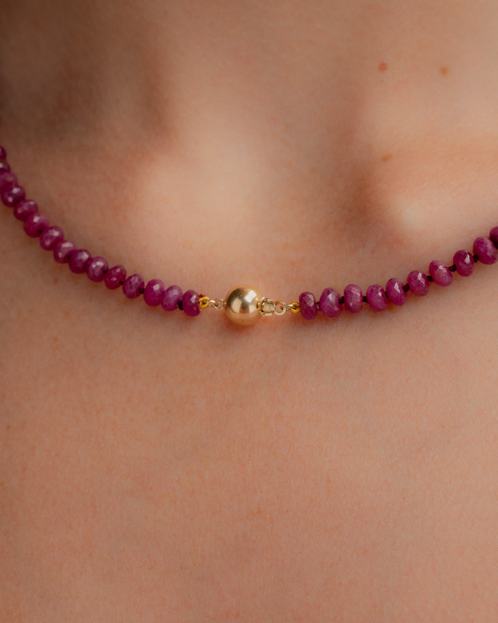 Ruby Necklace Solid Gold