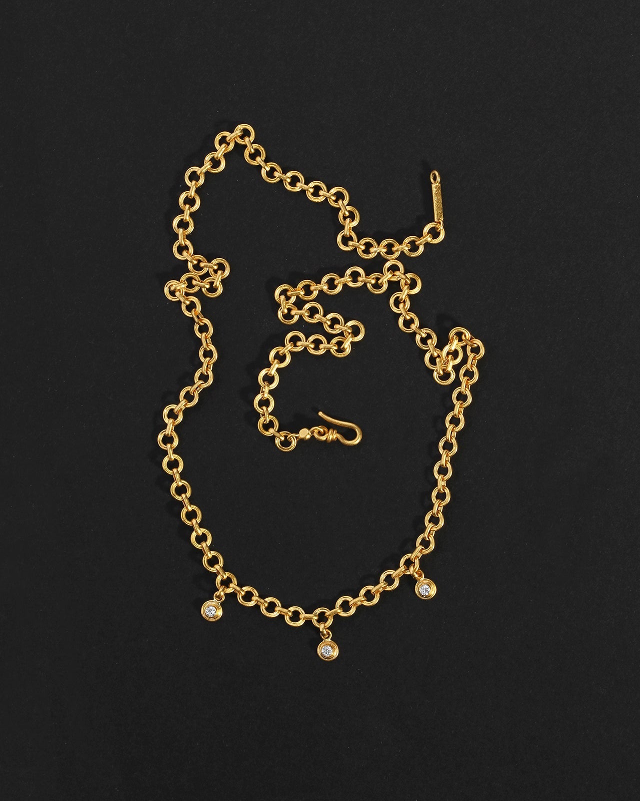Veil Station Chain Diamond Solid Gold