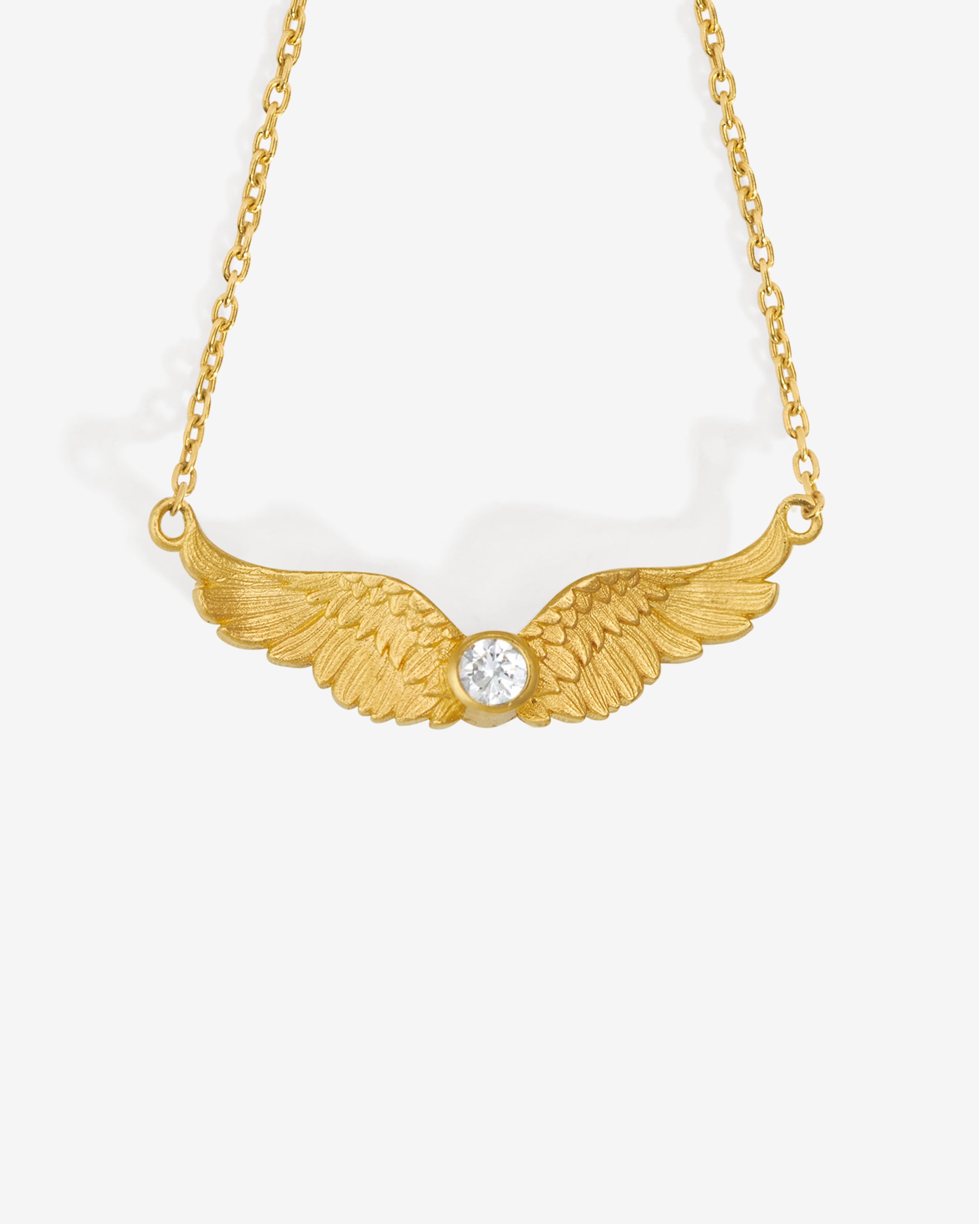 Winged Necklace Diamond Solid Gold