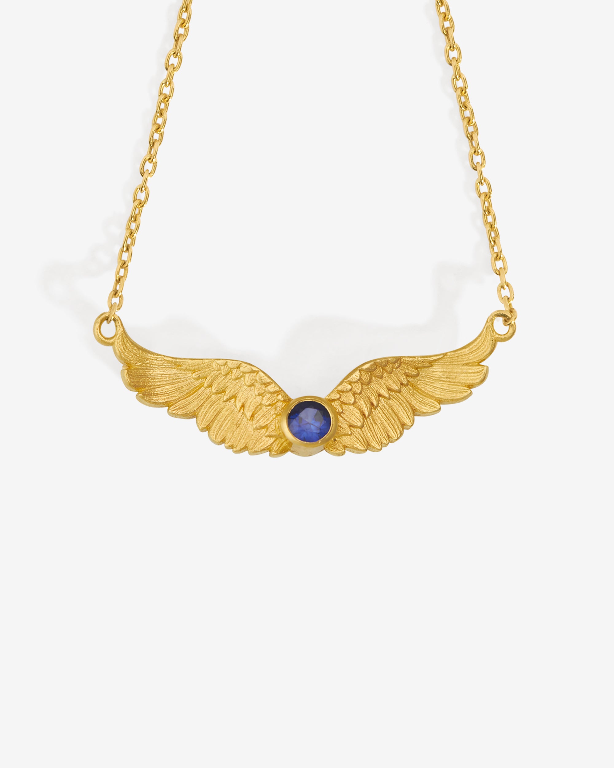 Winged Necklace Sapphire Solid Gold