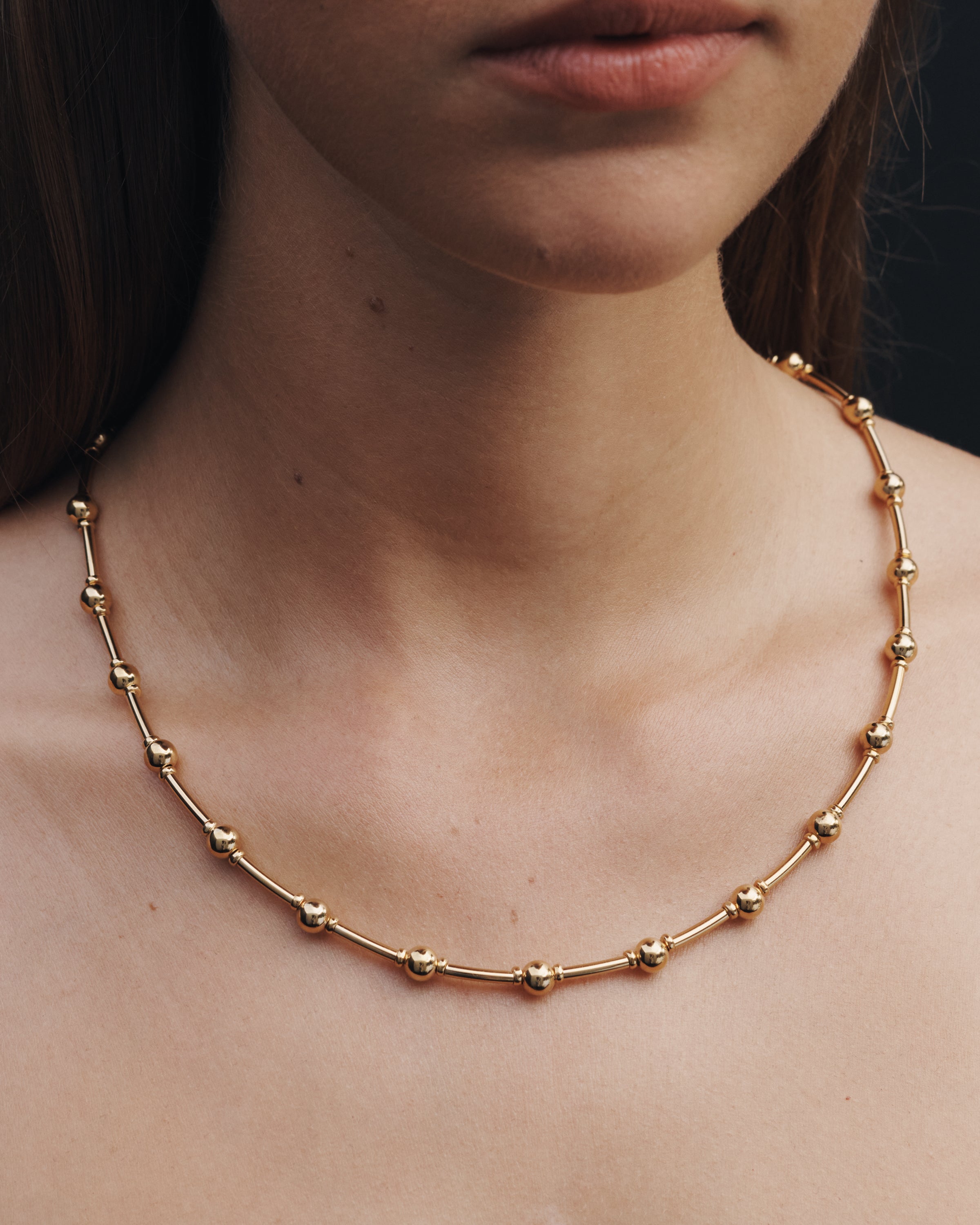 Temple of the Sun Alba Beaded Collar Gold Vermeil