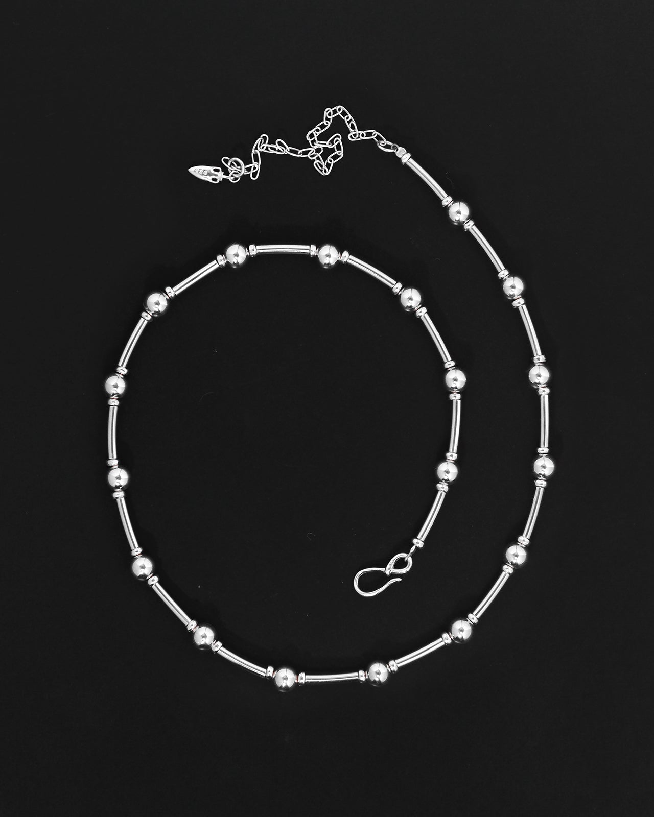 Temple of the Sun Alba Beaded Collar Silver