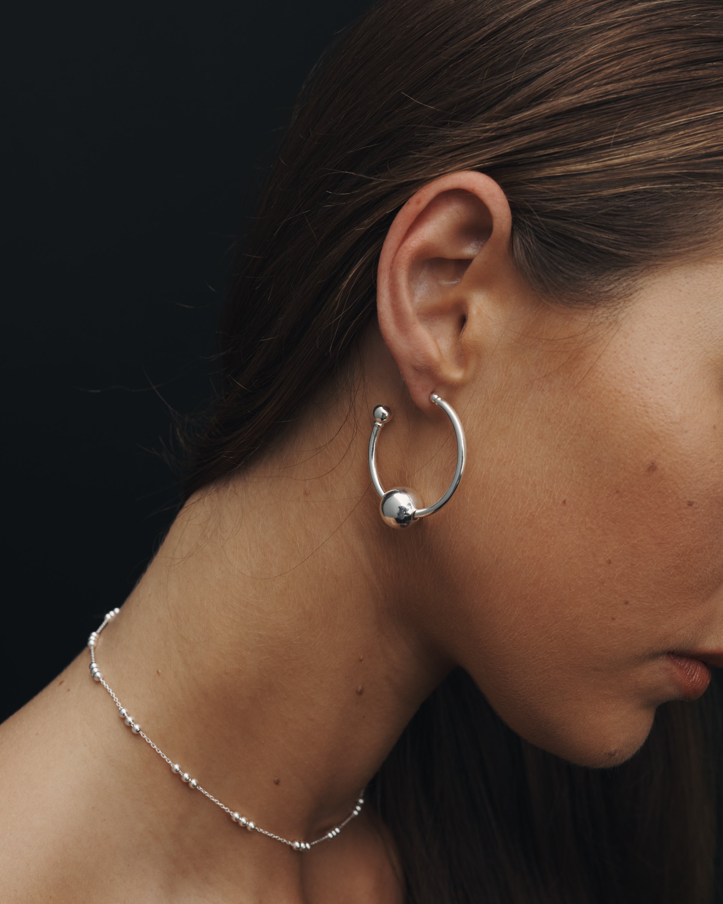 Temple of the Sun Alba Hoops Large Silver