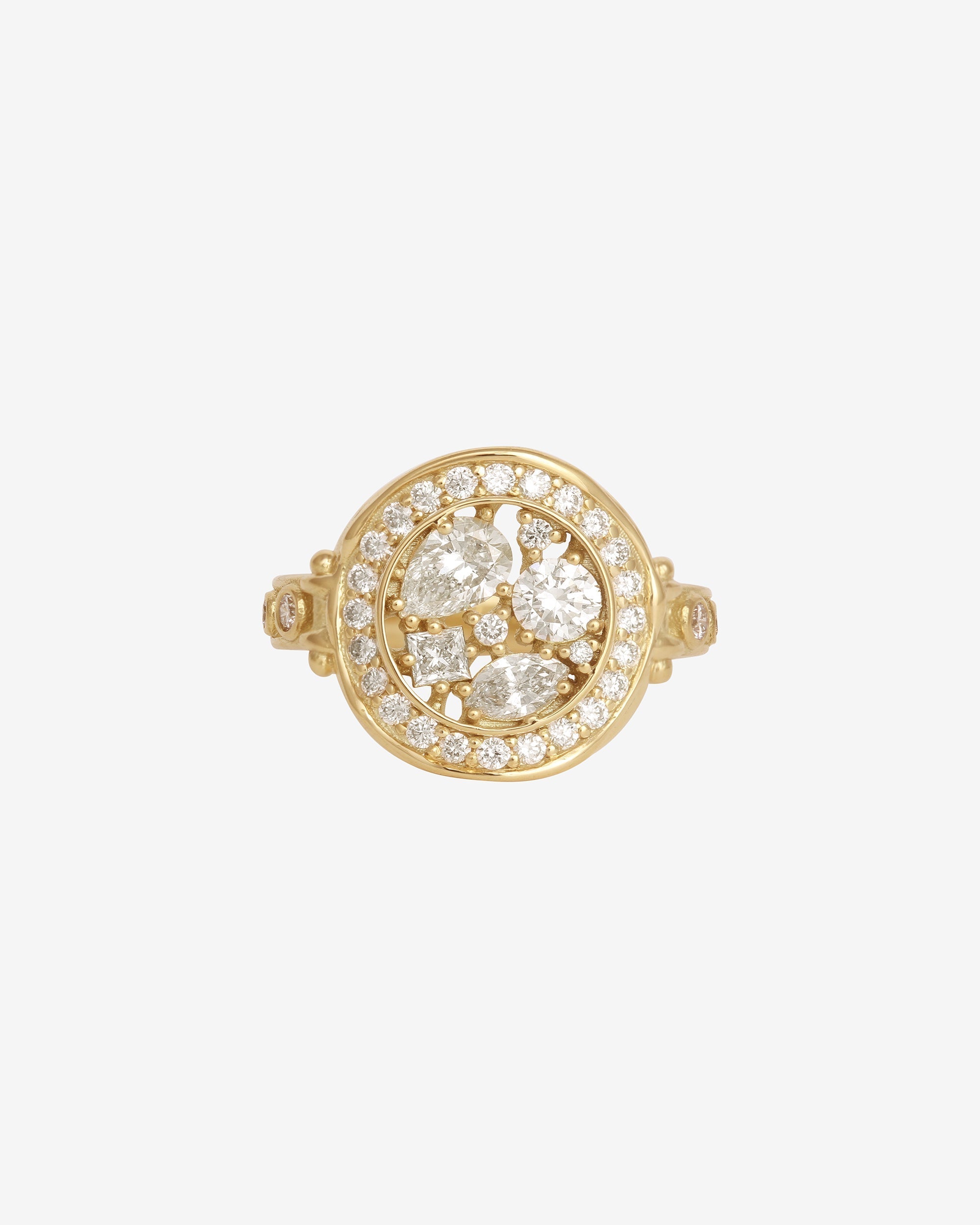 Temple of the Sun Asteria Halo Diamond Solid Gold