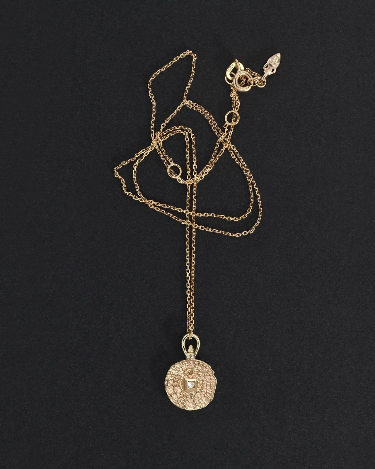 Atlantis Coin Necklace Diamond Solid Gold