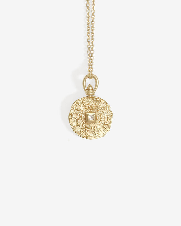 Temple of the Sun Atlantis Coin Necklace Diamond Solid Gold