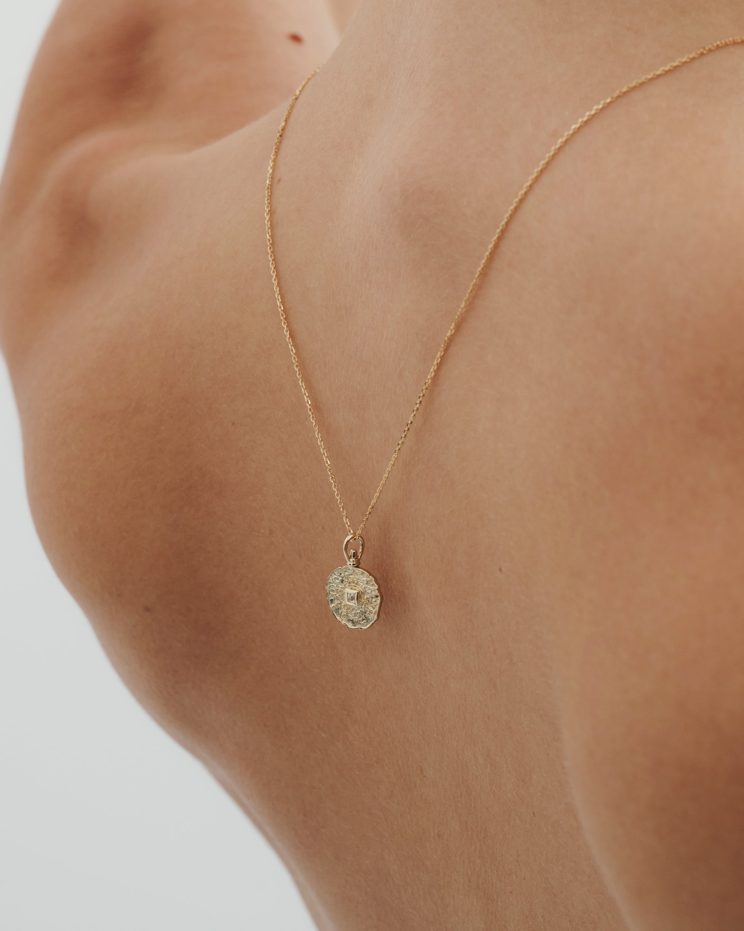 Temple of the Sun Atlantis Coin Necklace Diamond Solid Gold