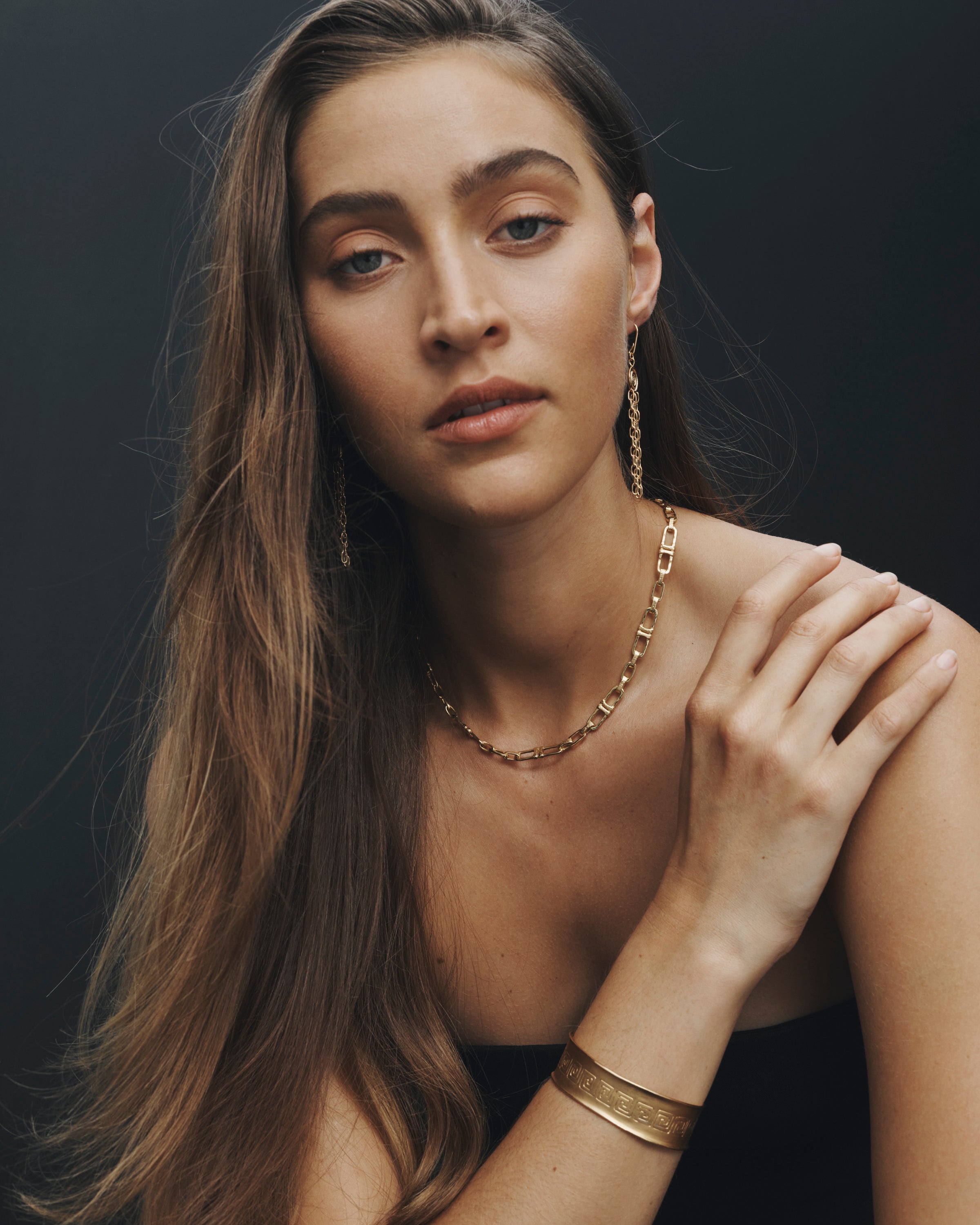 Temple of the Sun Caius Cuff Meander Gold Vermeil