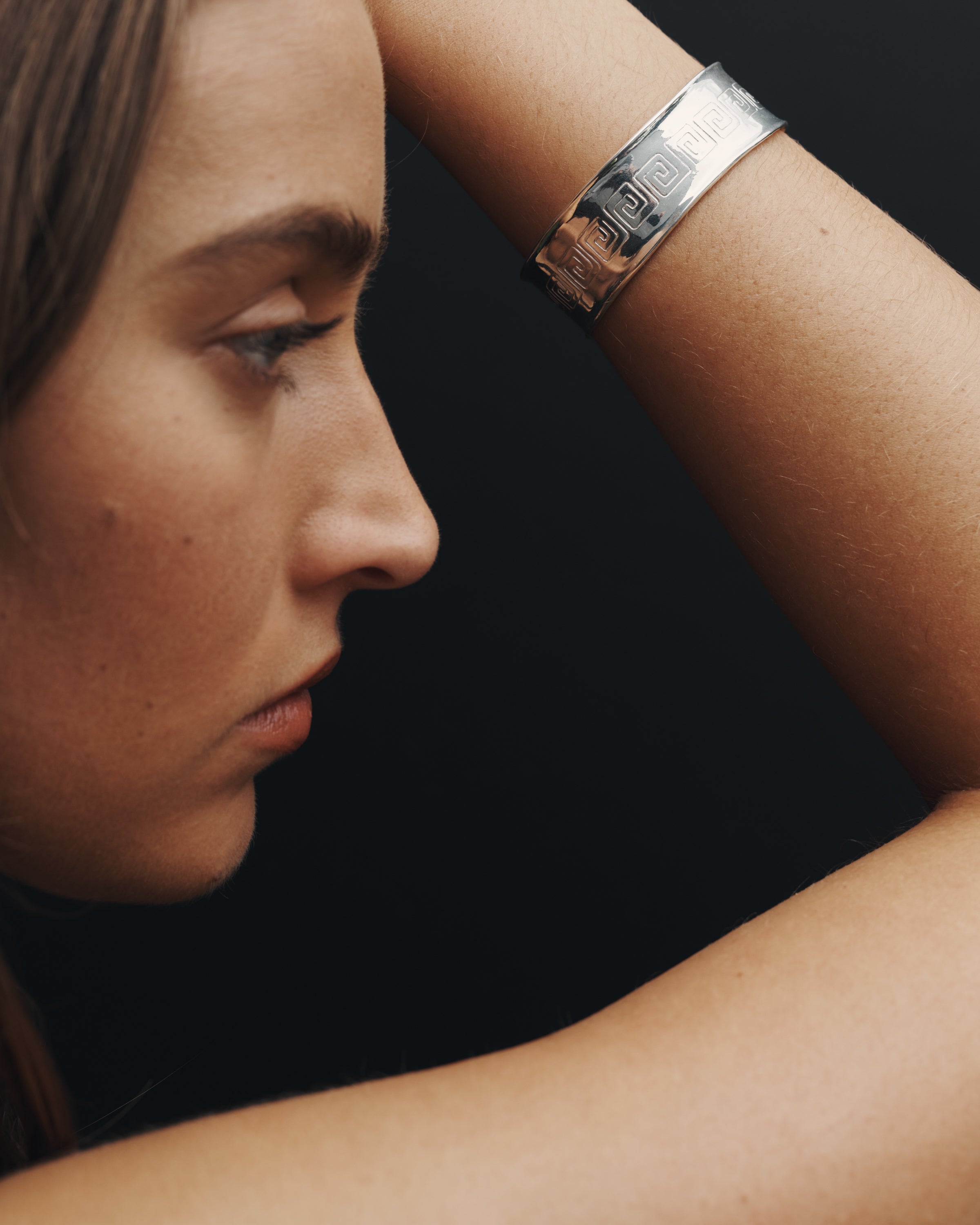 Temple of the Sun Caius Cuff Meander Silver