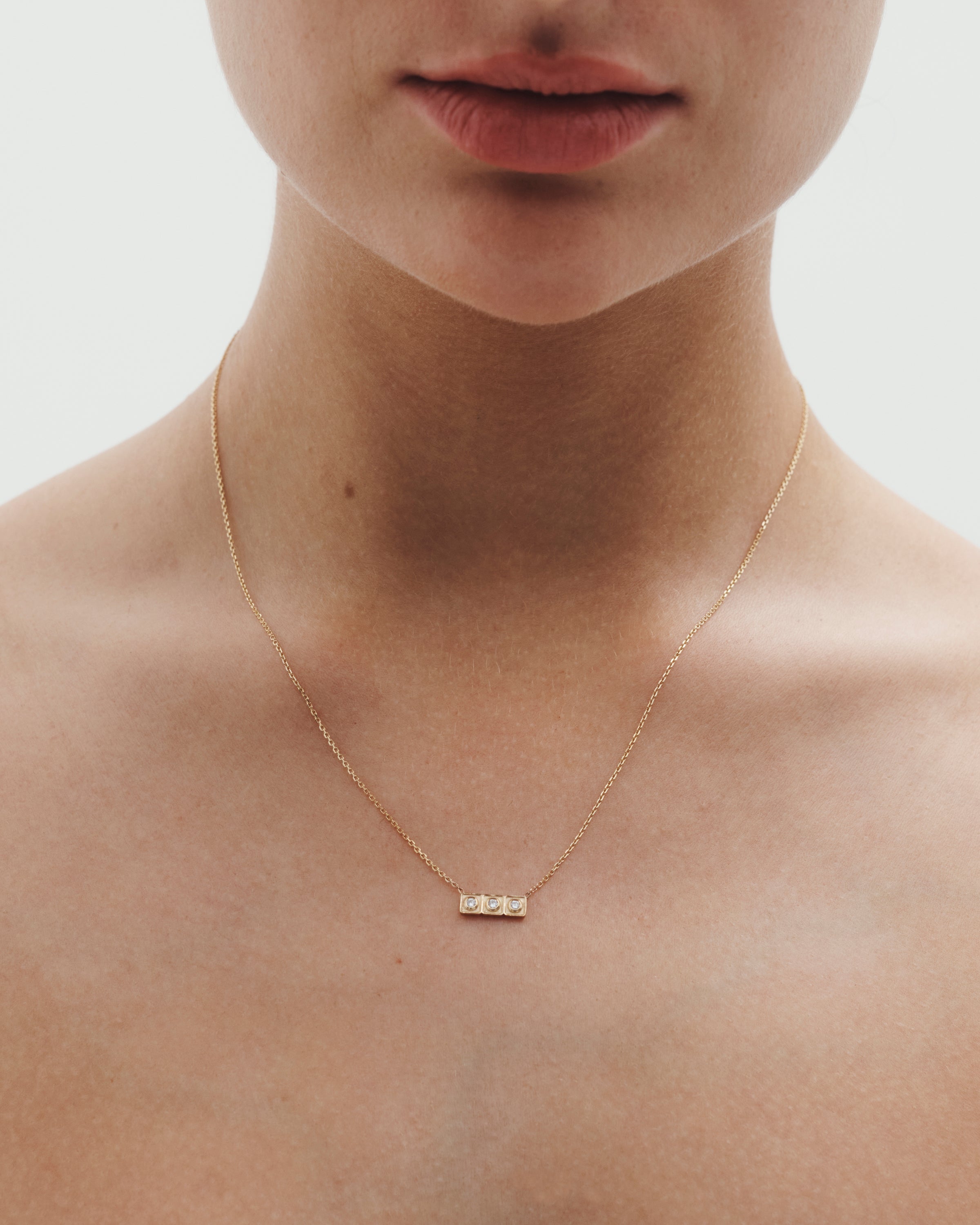 Temple of the Sun Florence Bar Necklace Diamond Solid Gold