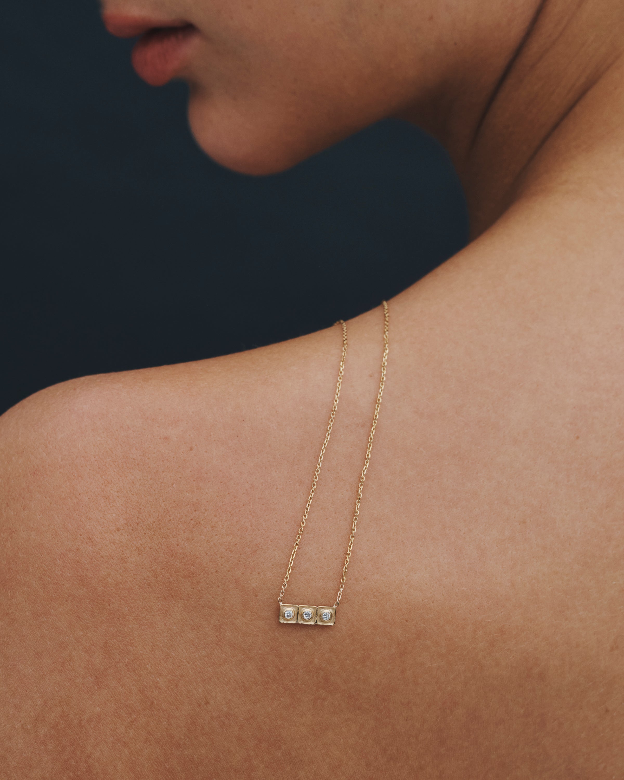 Temple of the Sun Florence Bar Necklace Diamond Solid Gold