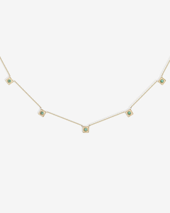 Temple of the Sun Florence Station Necklace Emerald Solid Gold