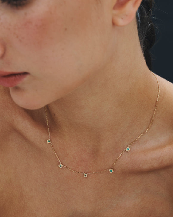 Temple of the Sun Florence Station Necklace Emerald Solid Gold