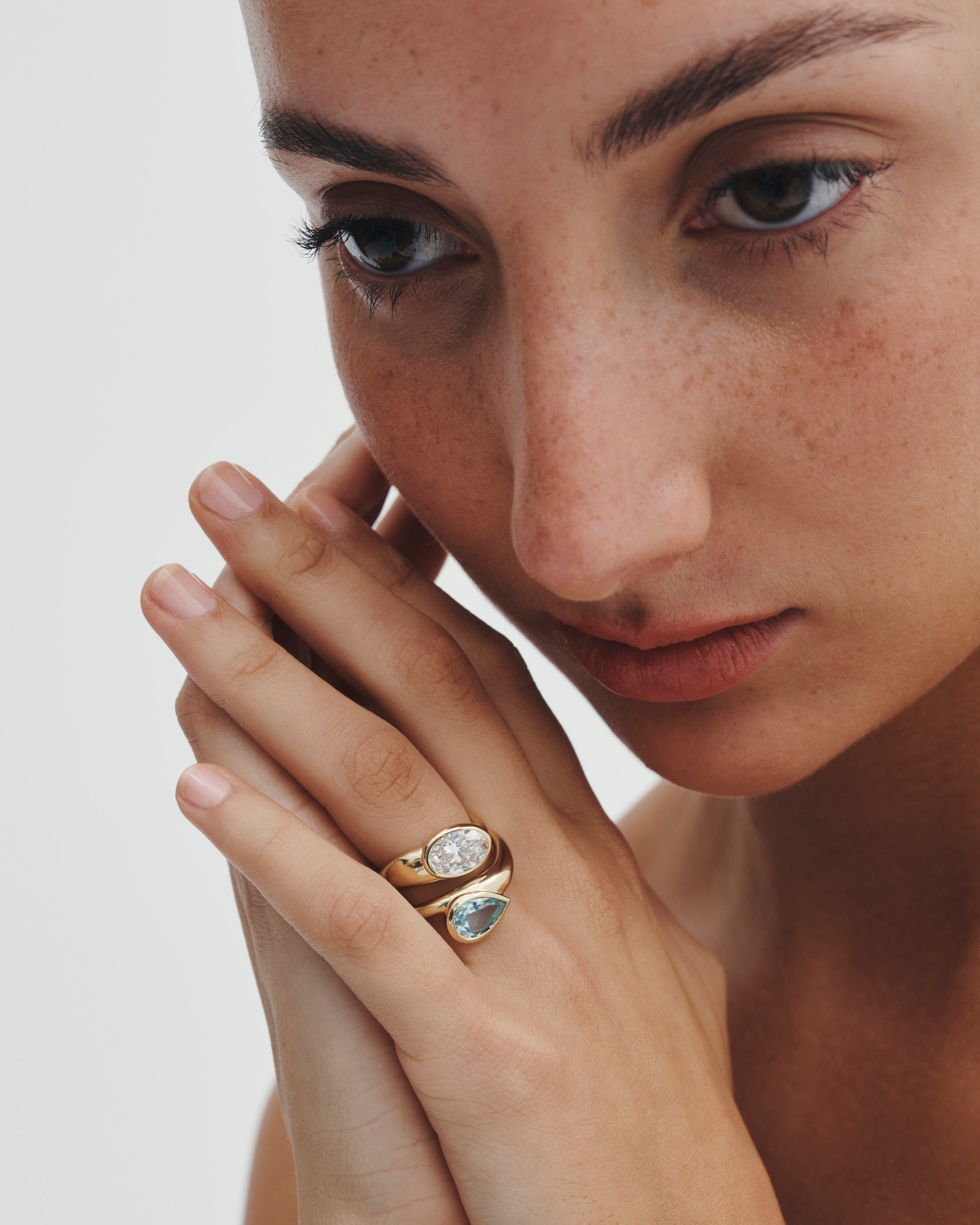 Temple of the Sun Grace Wide Ring Oval Diamond Solid Gold