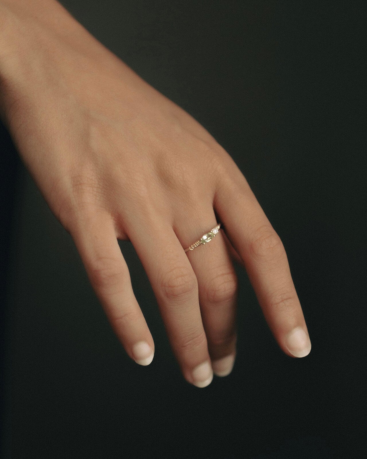 Temple of the Sun Jasmine Ring Peridot Solid Gold