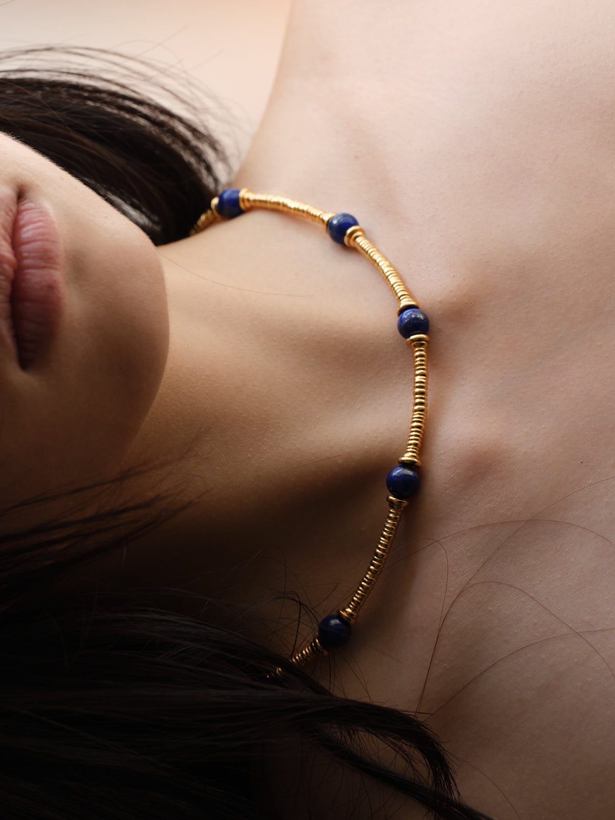 Temple of the Sun Jewellery Olympia Necklace Lapis Gold Vermeil