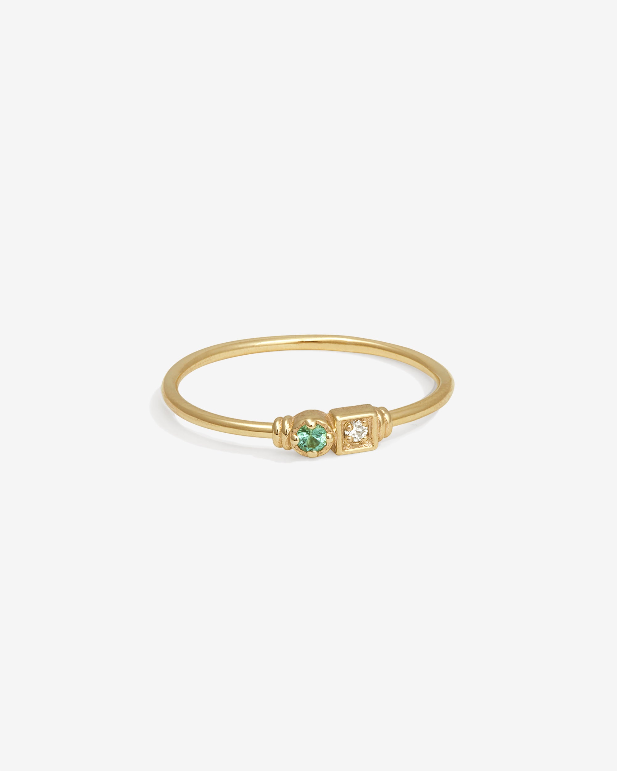 Temple of the Sun Lenci Ring Emerald Diamond Solid Gold
