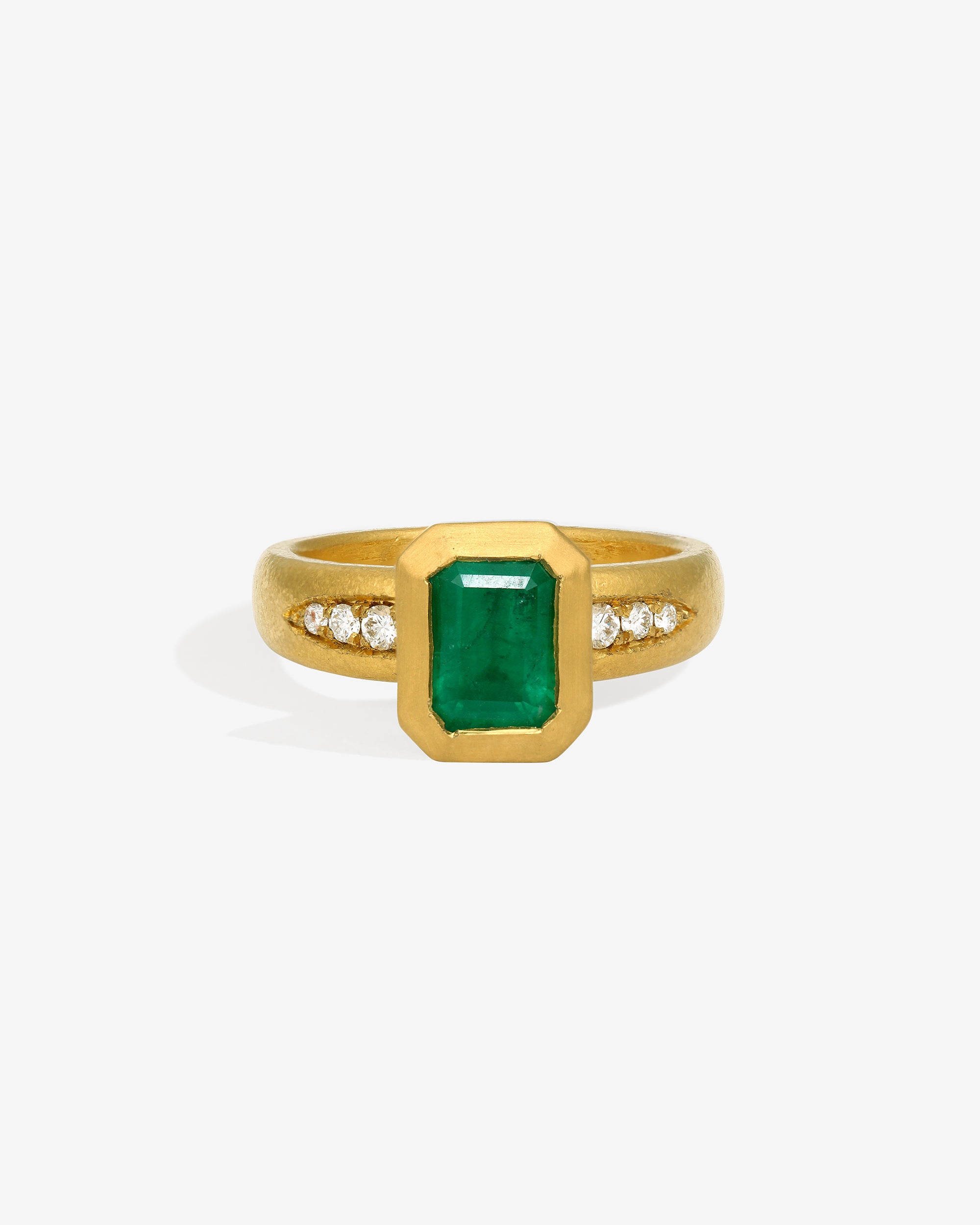 Neptune Ring Emerald Diamond Solid Gold