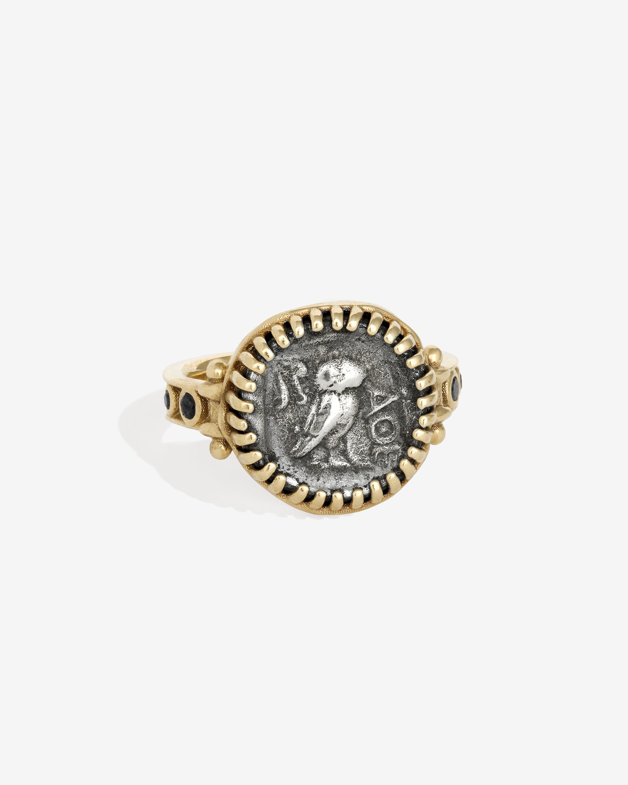 Temple of the Sun Palas Intaglio Ring Black Diamond Solid Gold