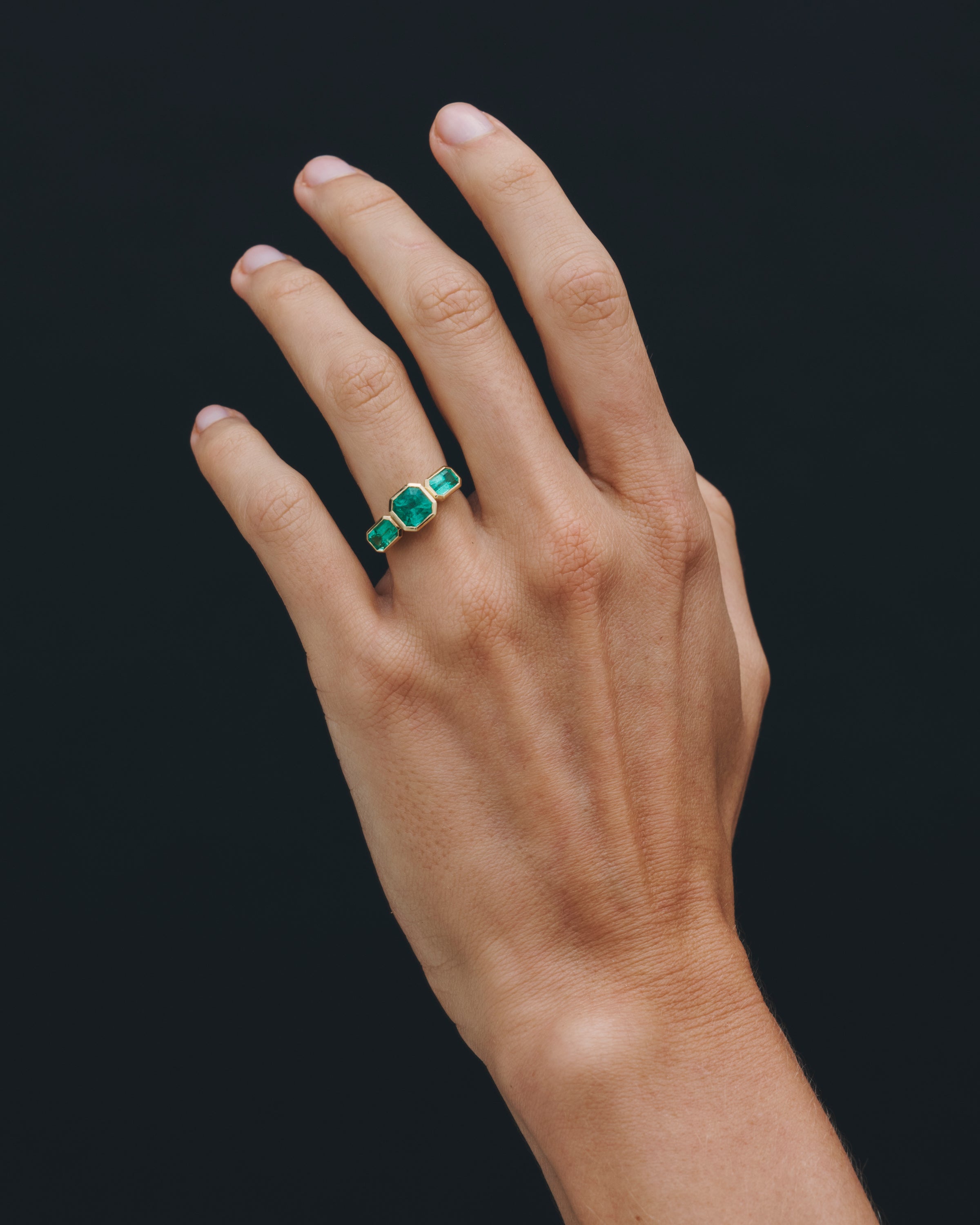 Temple of the Sun Paloma Trilogy Ring Emerald Solid Gold